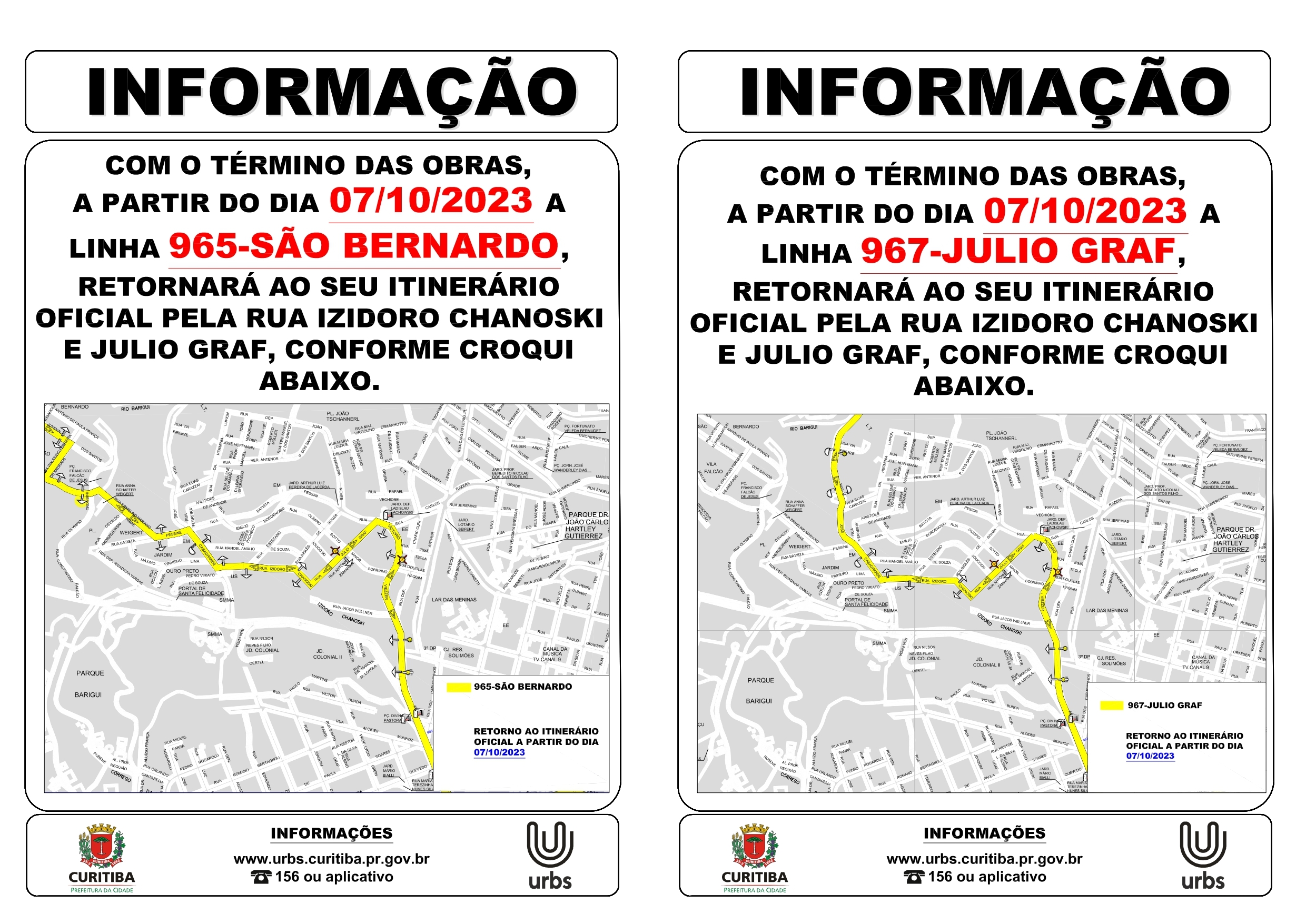 Linhas 965 e 967 - Retorno ao itinerário oficial