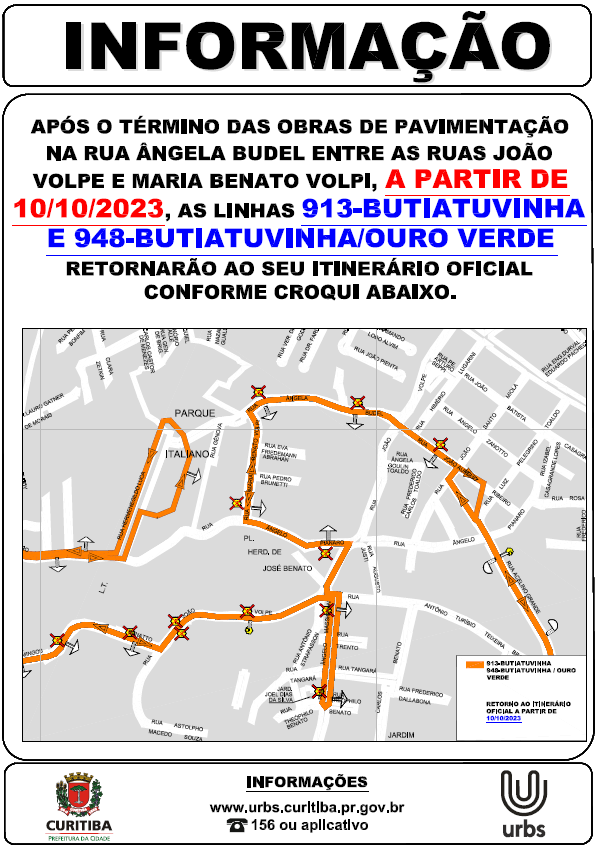 Linha 913-BUTIATUVINHA - Retorno ao itinerário oficial - 10/10