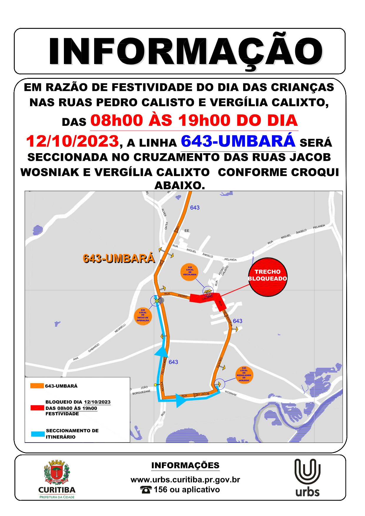 Linha 643 - UMBARÁ - Seccionamento de itinerário