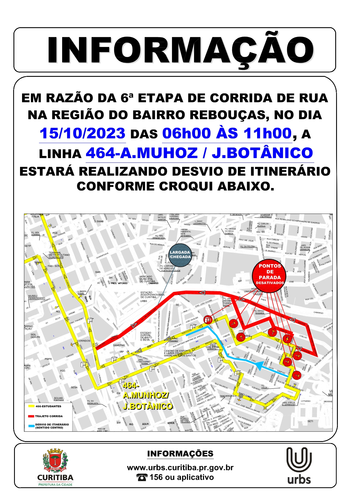 Linha 464 A. MUNHOZ/J. BOTÂNICO - Desvio de itinerário