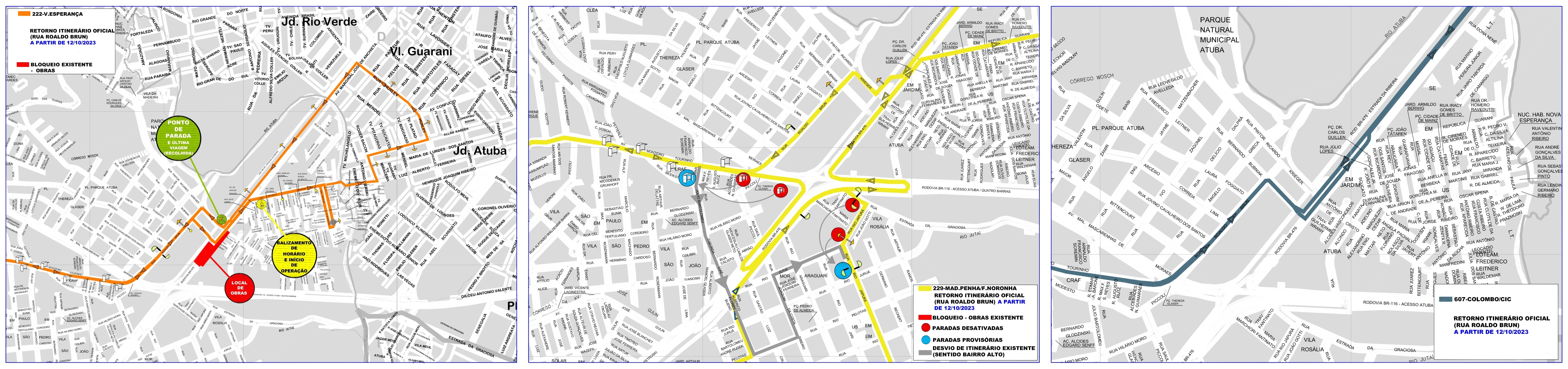 Linhas 222, 229 e 607 - Retorno ao itinerário oficial