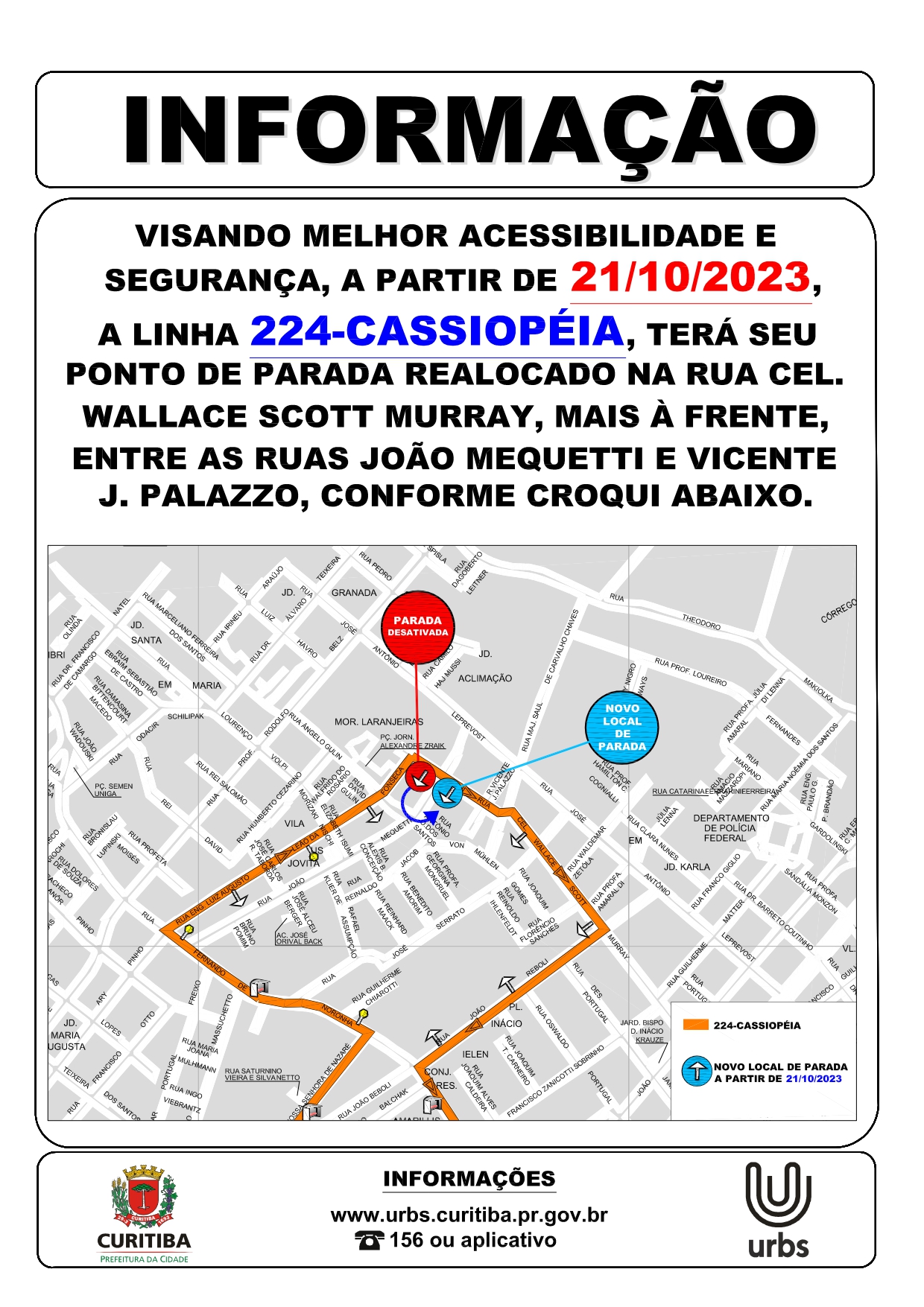 Linha 224 - CASSIOPÉIA - Realocação de ponto de parada