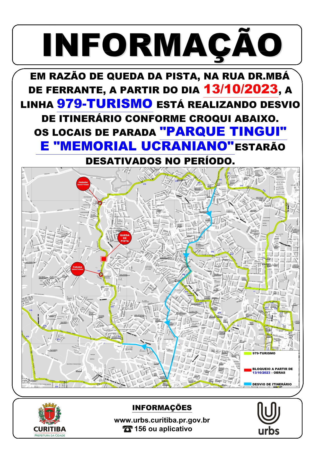Linha 979 - TURISMO - Desvio de itinerário