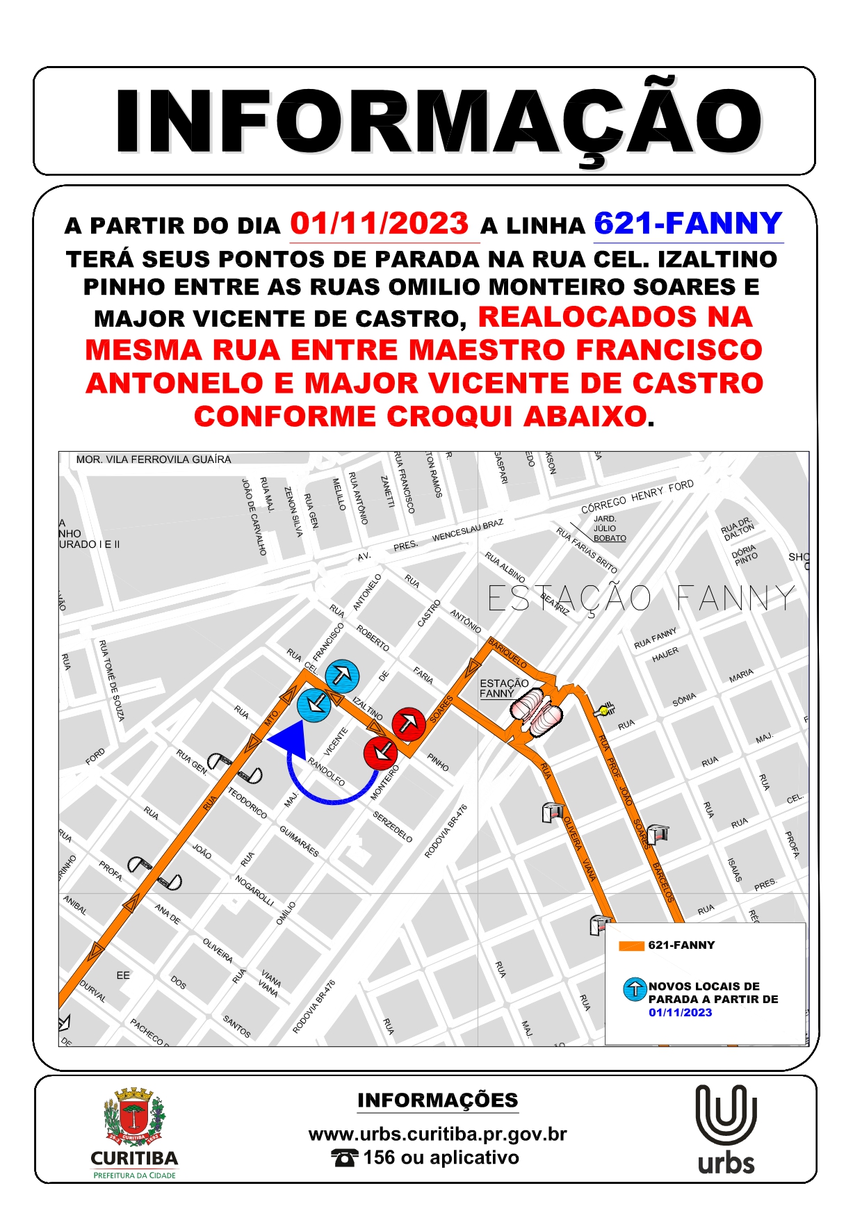 Linha 621 - FANNY - Realocação de pontos de parada