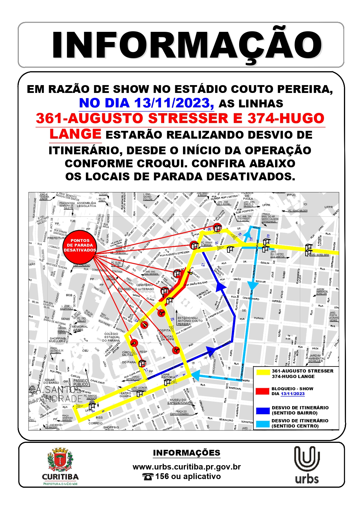 Linhas 361 e 374 - Desvio de itinerário - Show do Red Hot Chili Peppers