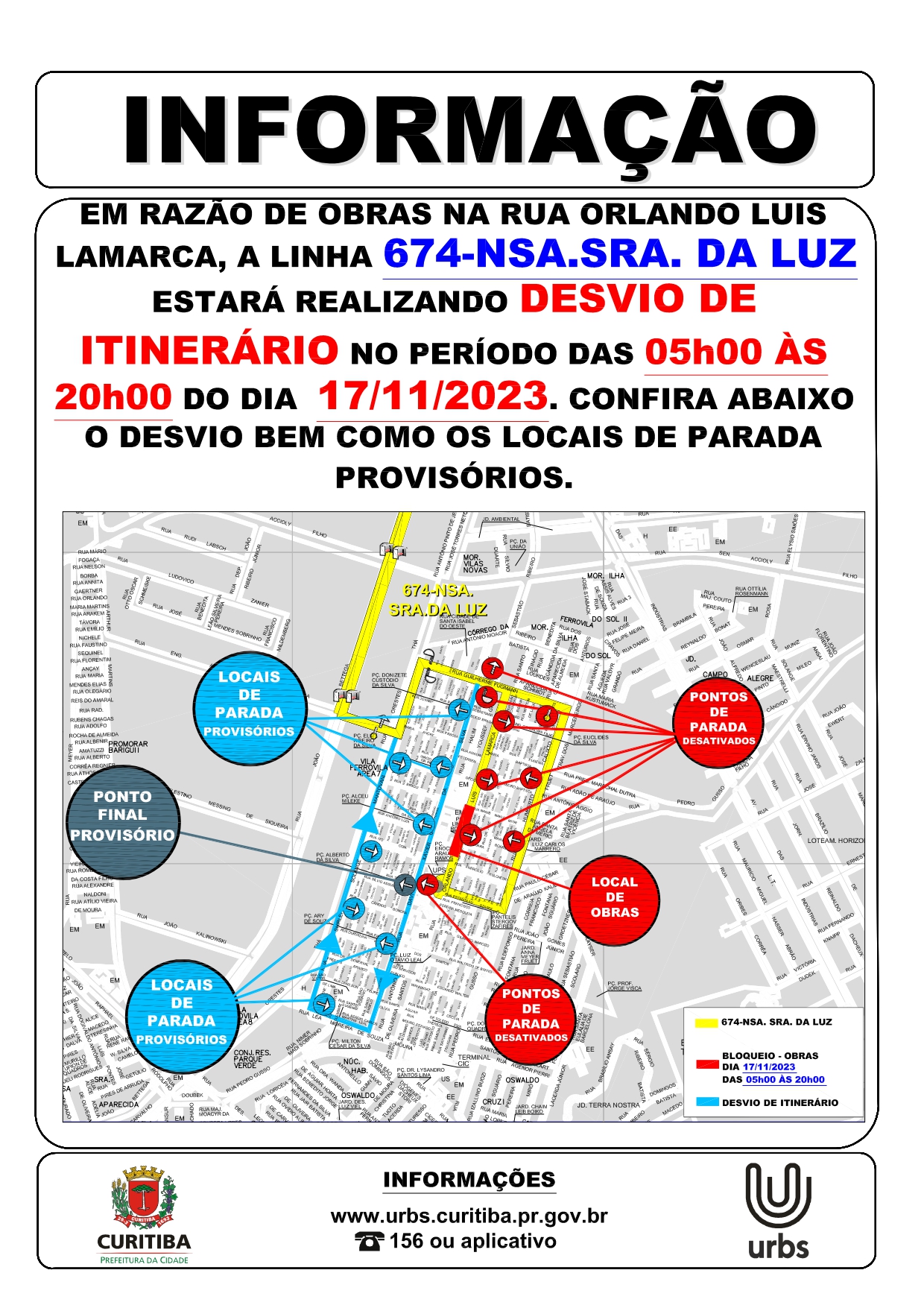 Linha 674 - NSA. SRA. DA LUZ - Desvio de itinerário