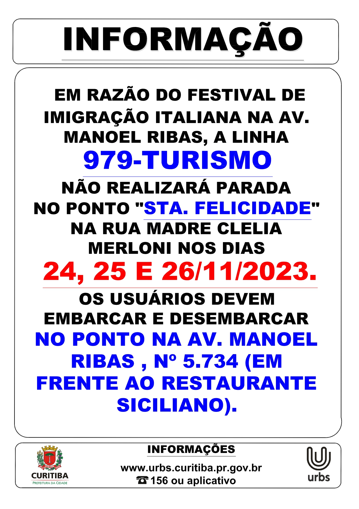 Linha 979 - TURISMO - Ponto de parada desativado