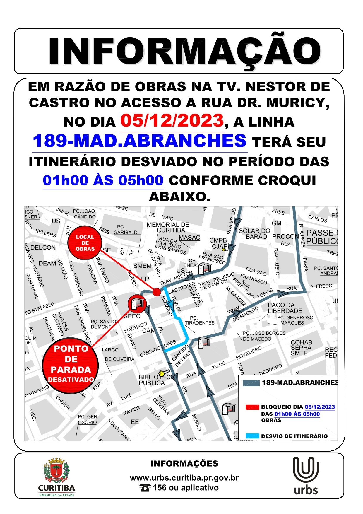 Linha 189 - MAD. ABRANCHES - Desvio de itinerário