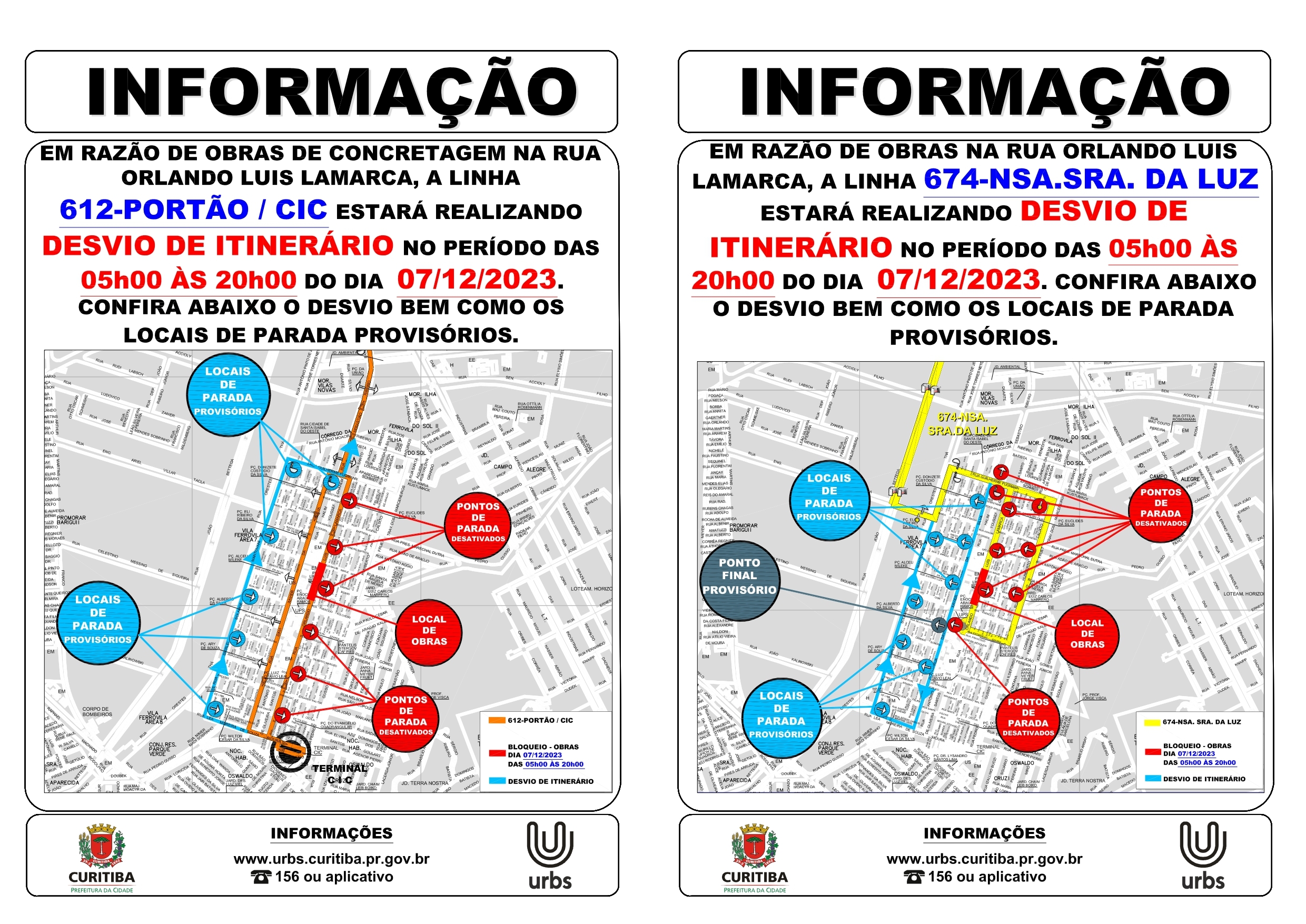 Linhas 612 e 674 - Desvio de itinerário