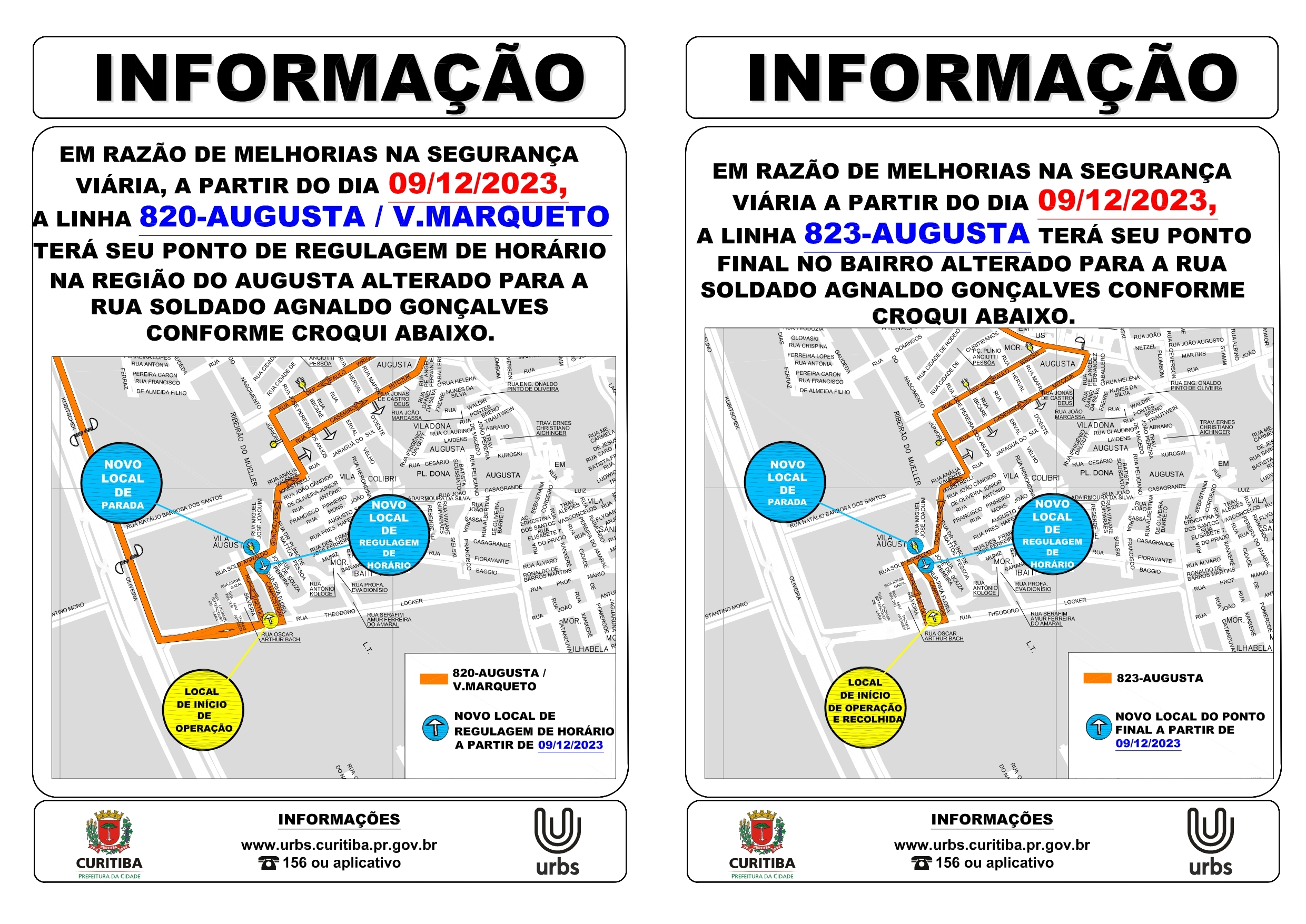 Linhas 820 e 823- Ponto de regulagem alterado
