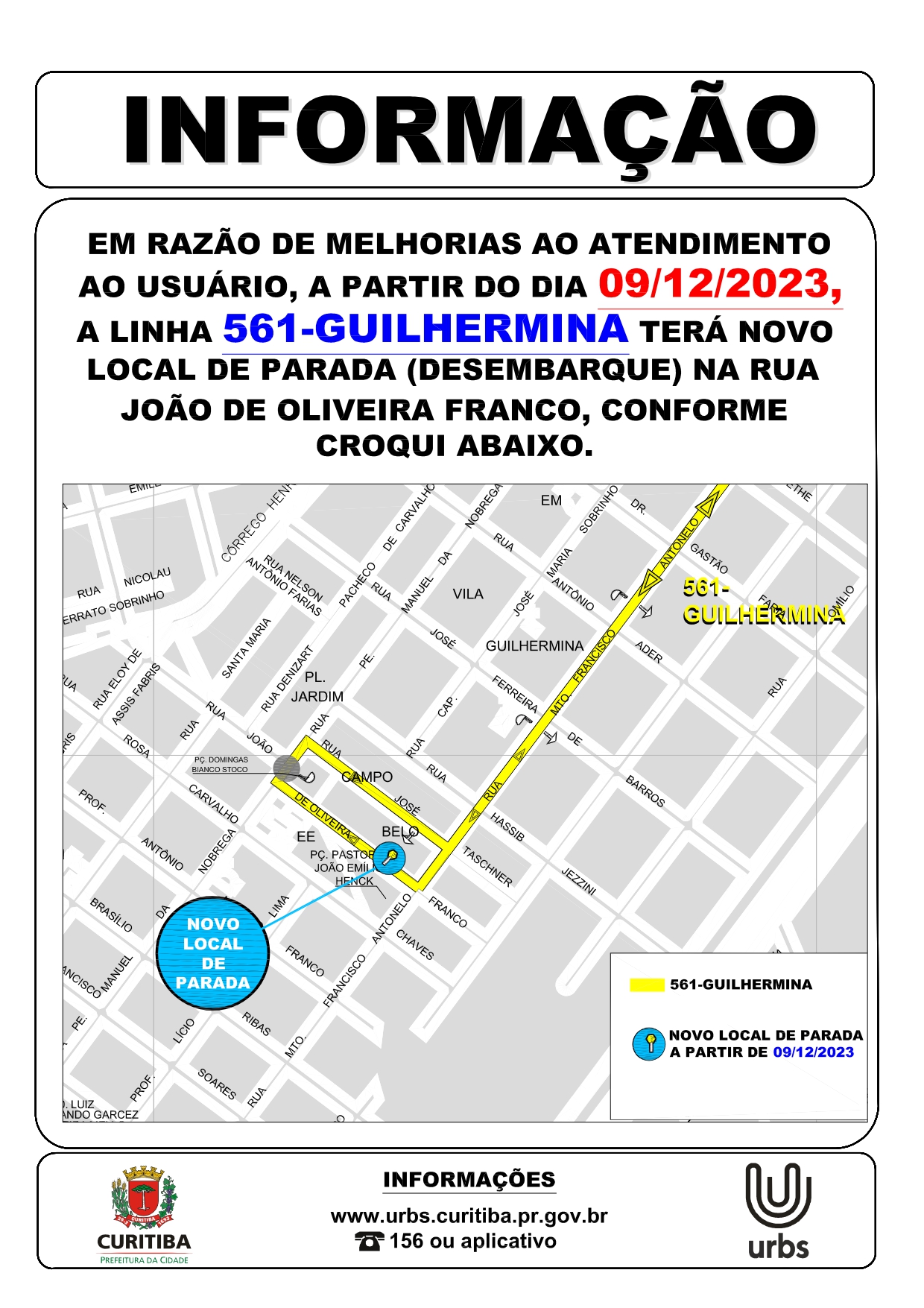 Linha 561 - GUILHERMINA - Novo ponto de parada