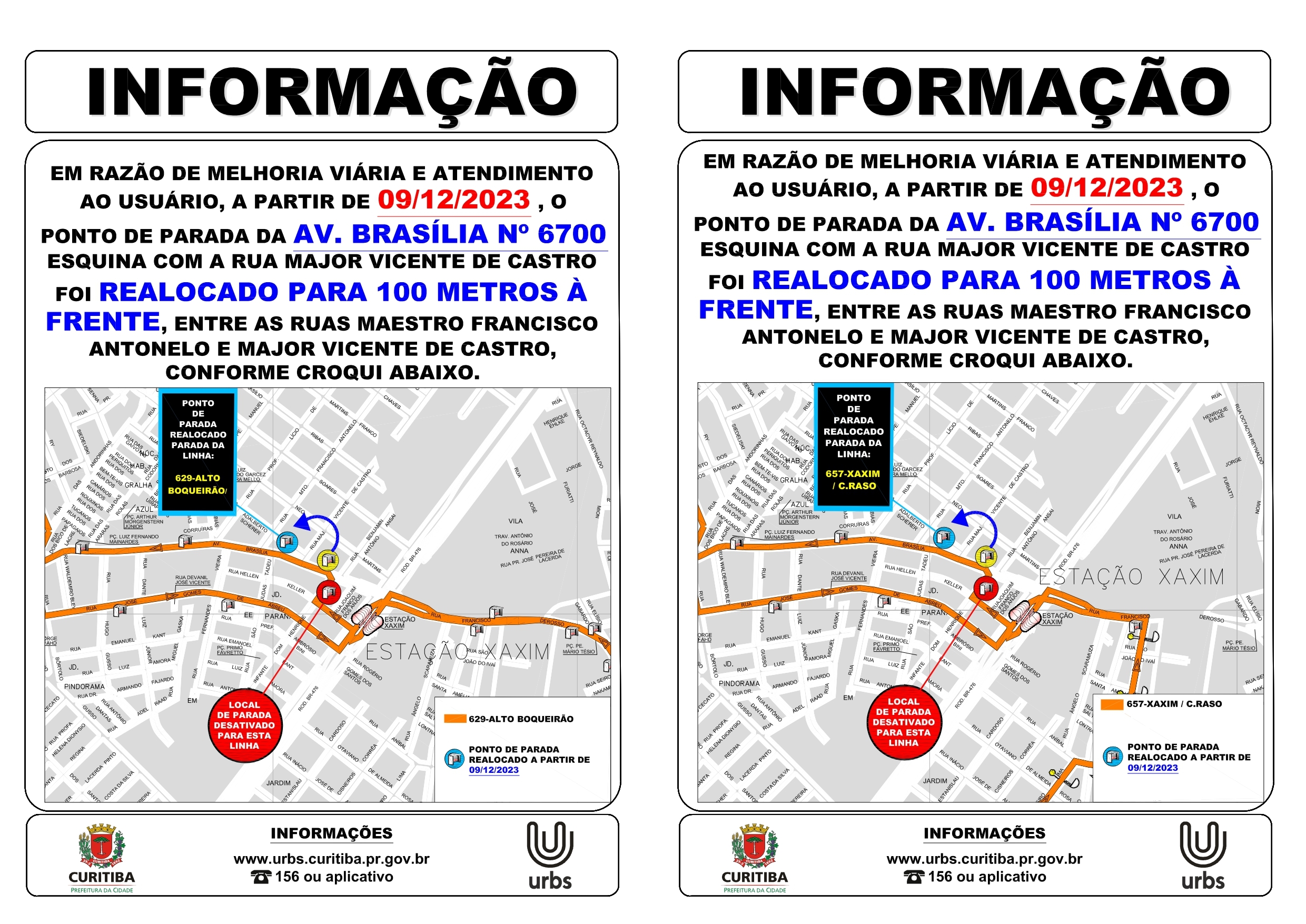 Linhas 629 e 657 - Ponto de parada desativado