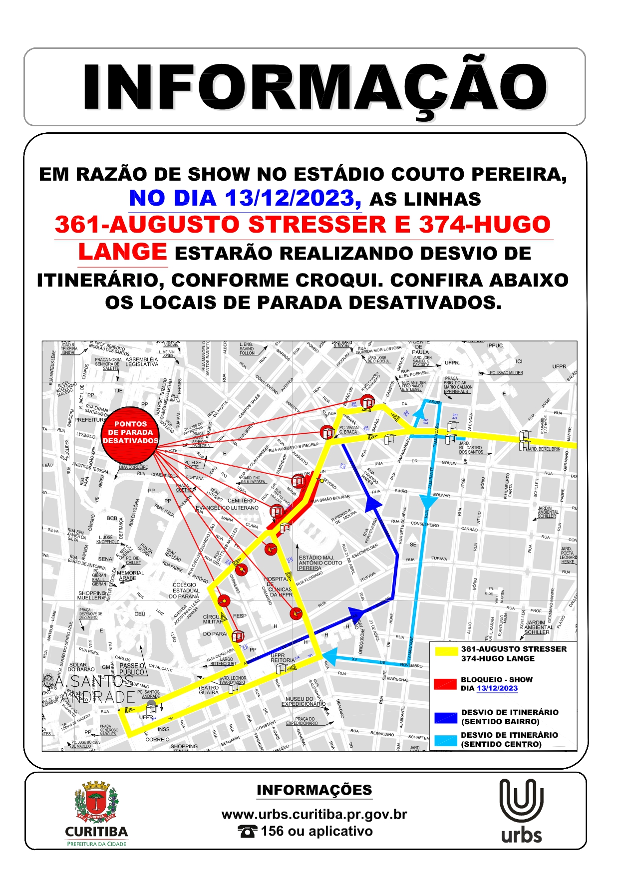 Linhas 361 e 374 - Desvio de itinerário - Show do Paul McCartney