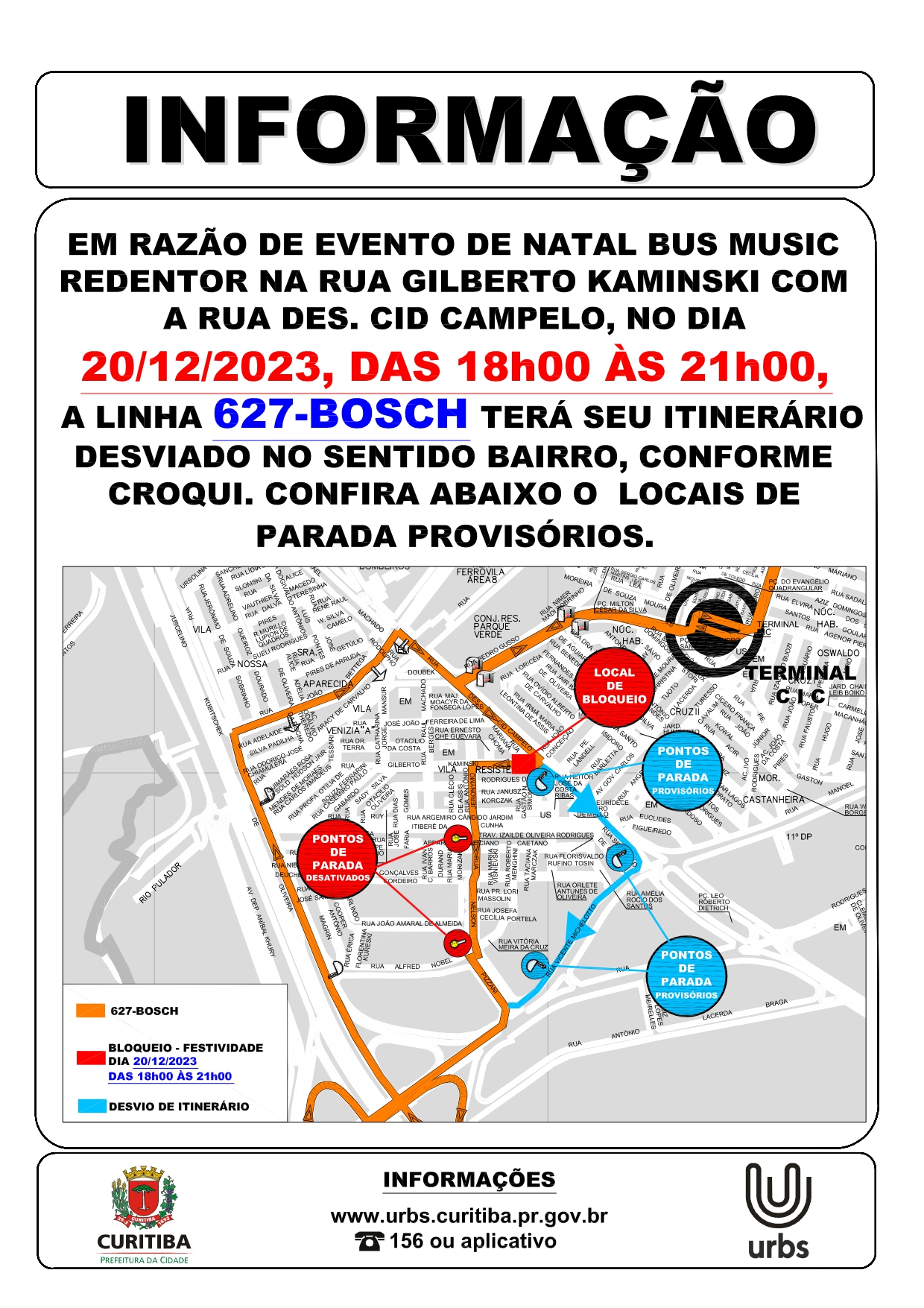 Linha 627 - BOSCH - Desvio de itinerário - BUS MUSIC REDENTOR