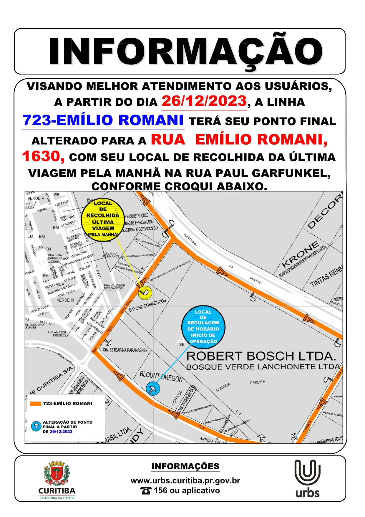 Linha 723 - EMÍLIO ROMANI - Alteração de ponto final