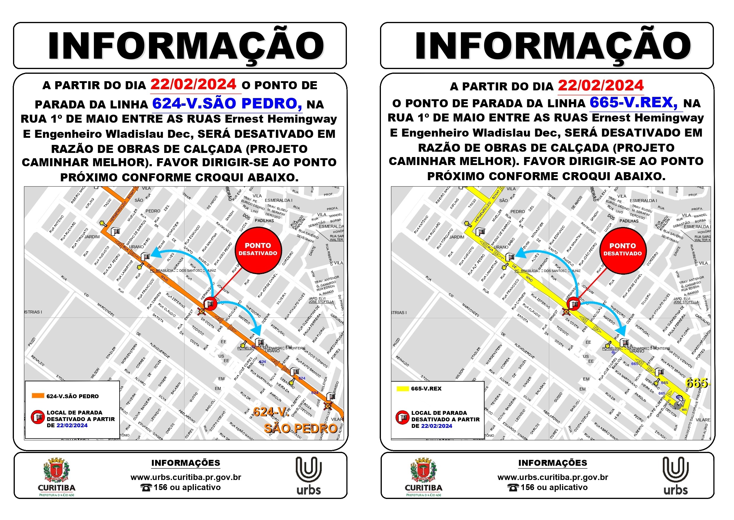 Linhas 624 e 665 - Ponto de parada desativado - Projeto Caminhar Melhor