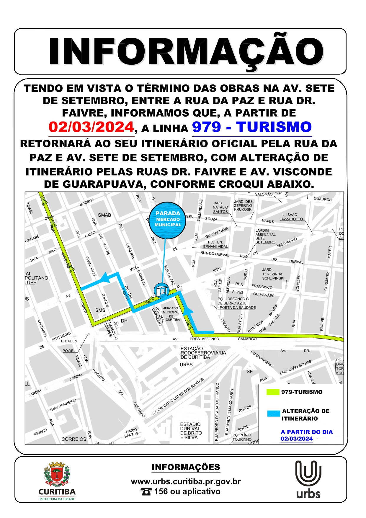 Linha 979 - TURISMO - Retorno ao itinerário oficial com alteração