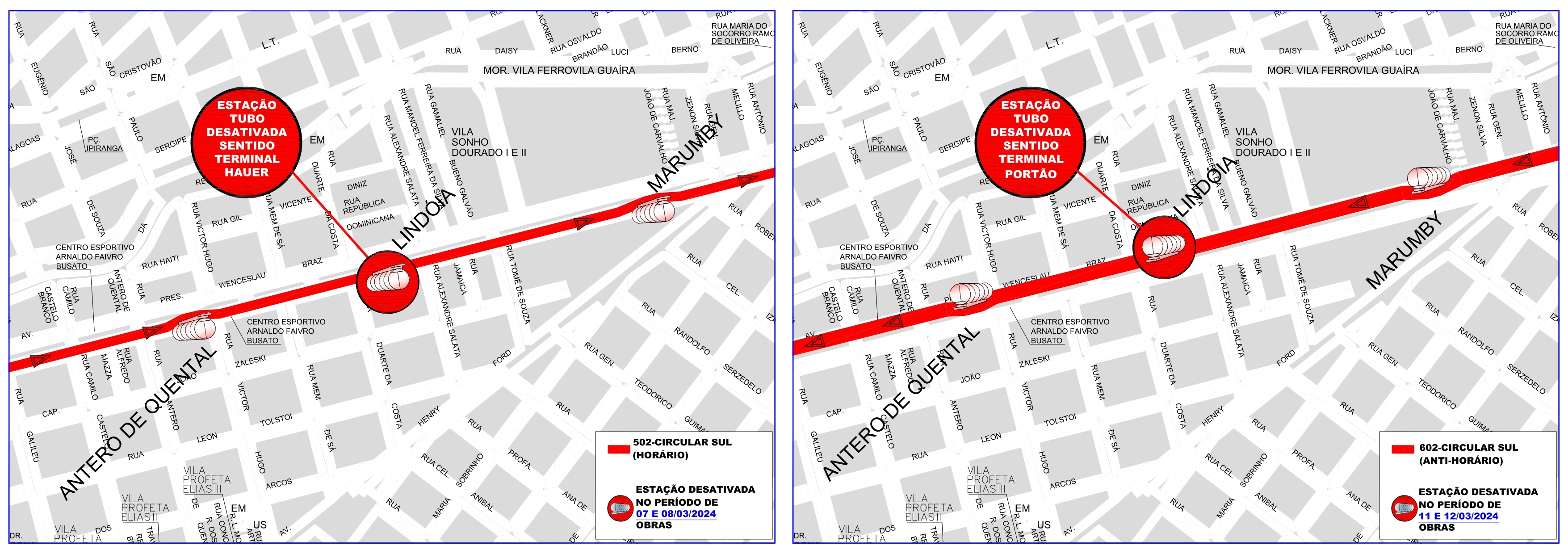 Estações Tubo Lindóia - Obras de implantação de rampas metálica