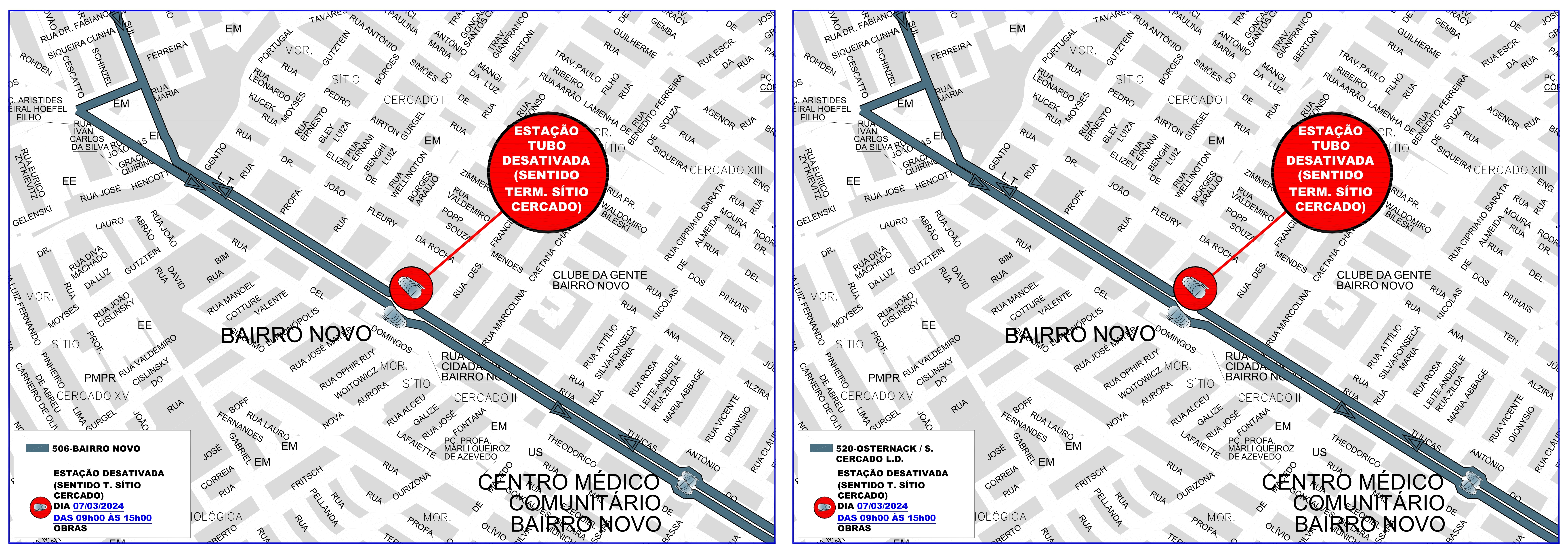 Estação Tubo BAIRRO NOVO desativada - Obras para substituição da escada de entrada