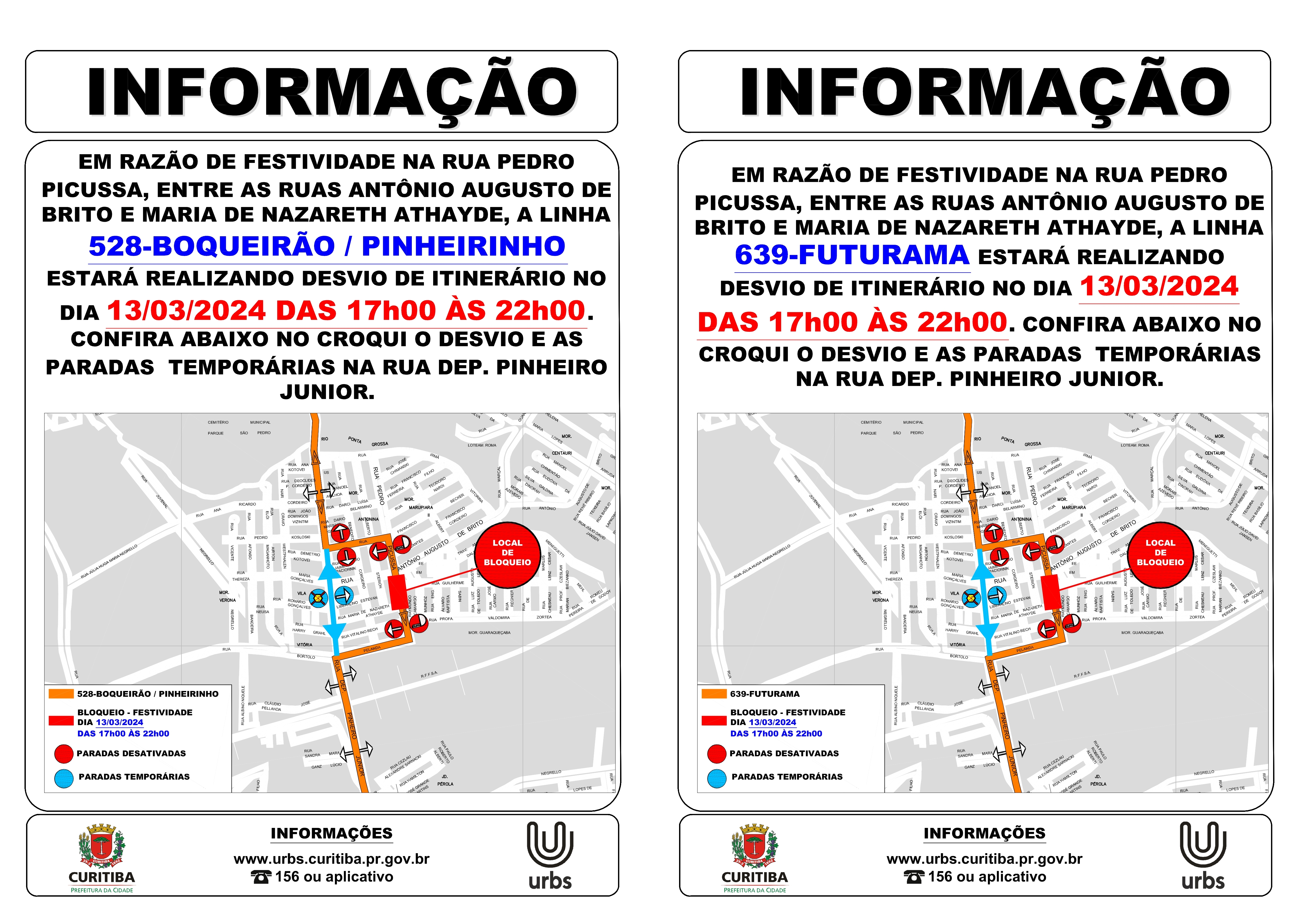 Linhas 528 e 639 - Desvio de itinerário - Inauguração da Igreja Visão Missionária