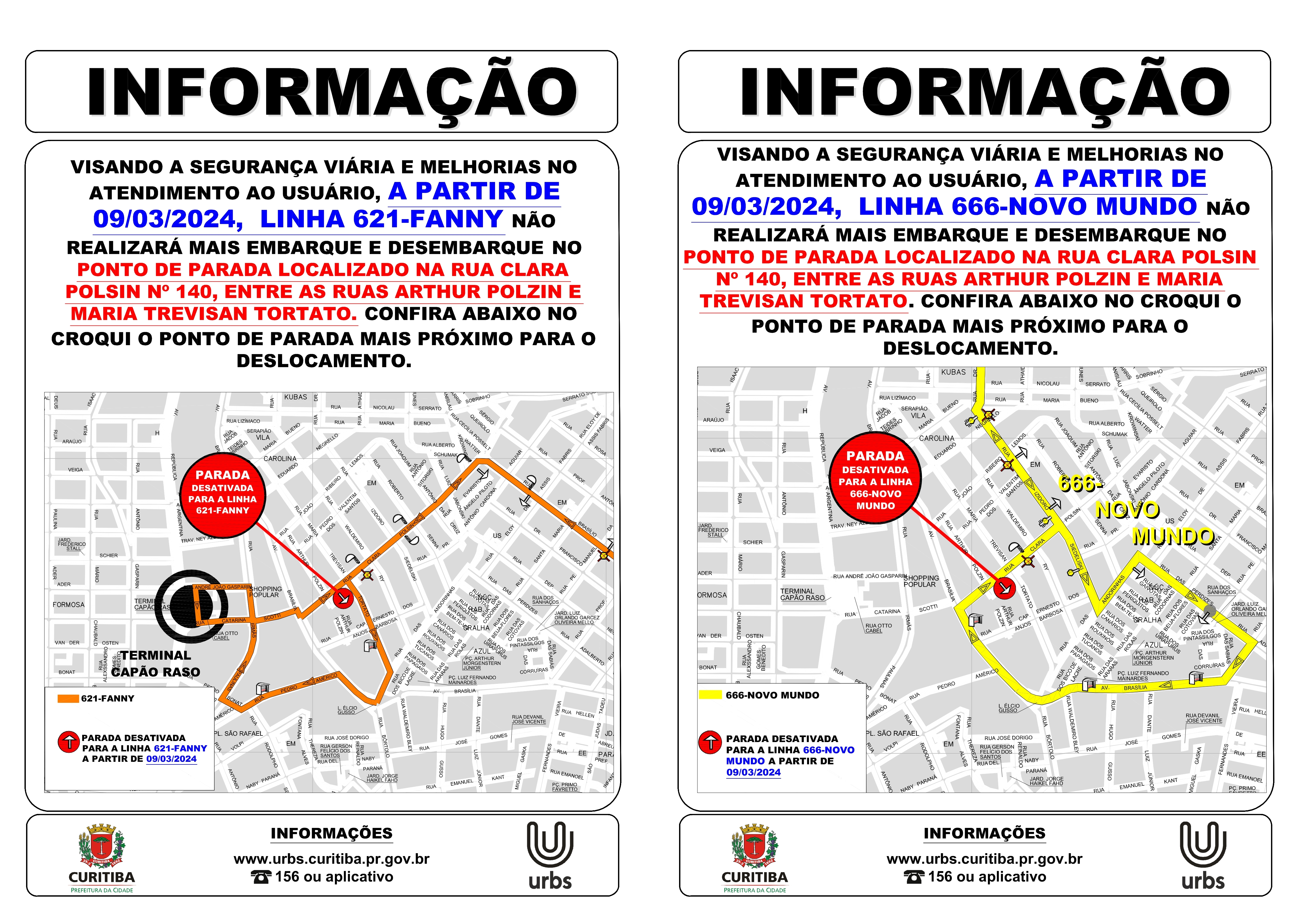 Linhas 621 e 666 - Ponto de parada desativado temporariamente