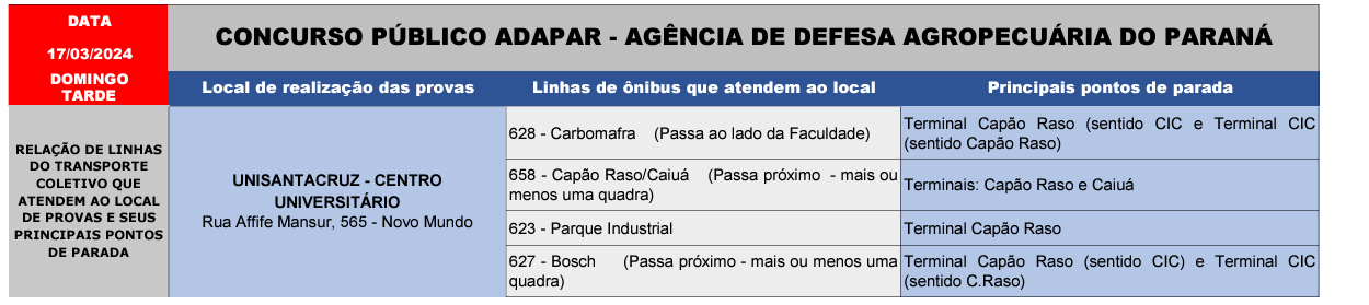 Operação especial - CONCURSO PÚBLICO ADAPAR  AGÊNCIA DE DEFESA AGROPECUÁRIA DO PARANÁ - 17/03