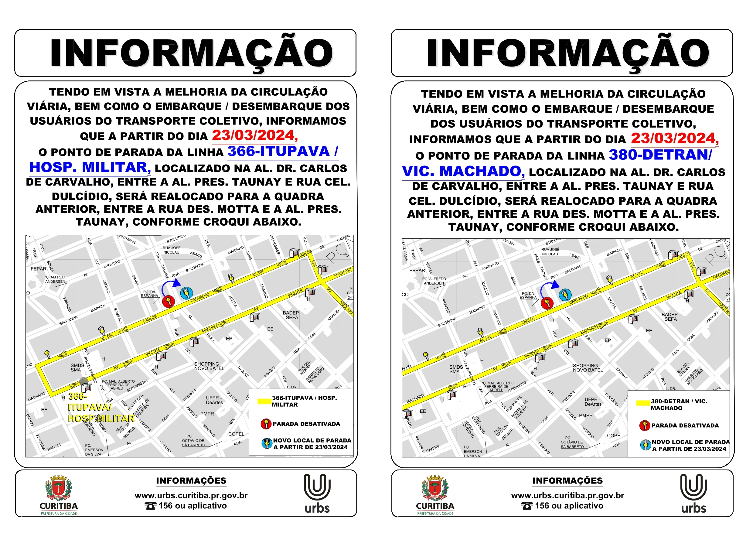 Linhas 366 e 380 - Realocação de ponto de parada