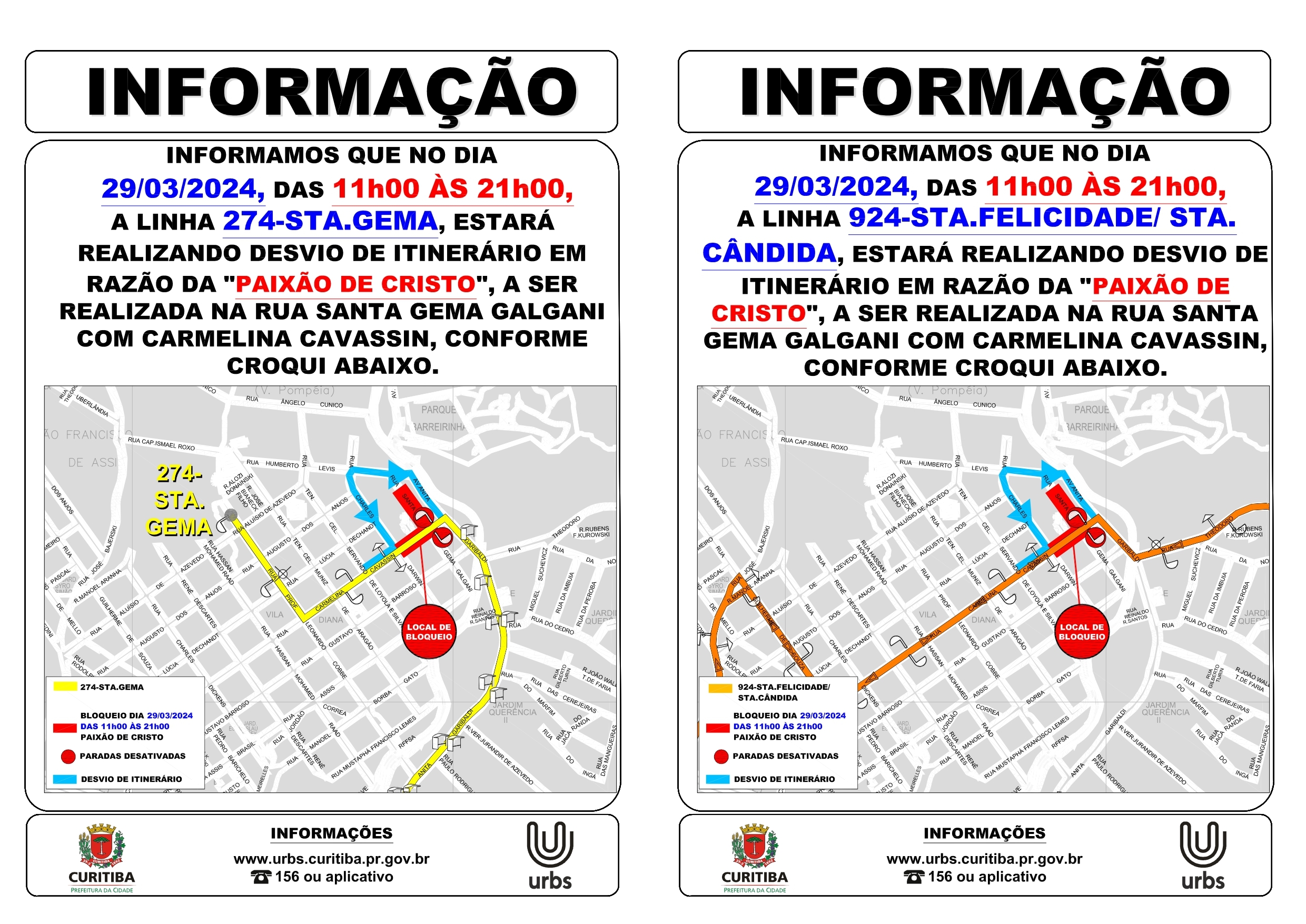 Linhas 274 e 924 - Desvio de itinerário - Paixão de Cristo