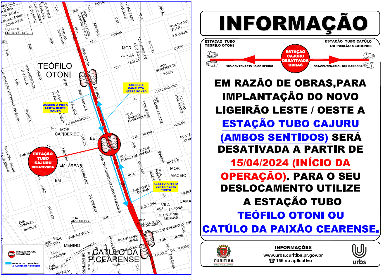 Estações Tubo Cajuru desativadas - 15/04