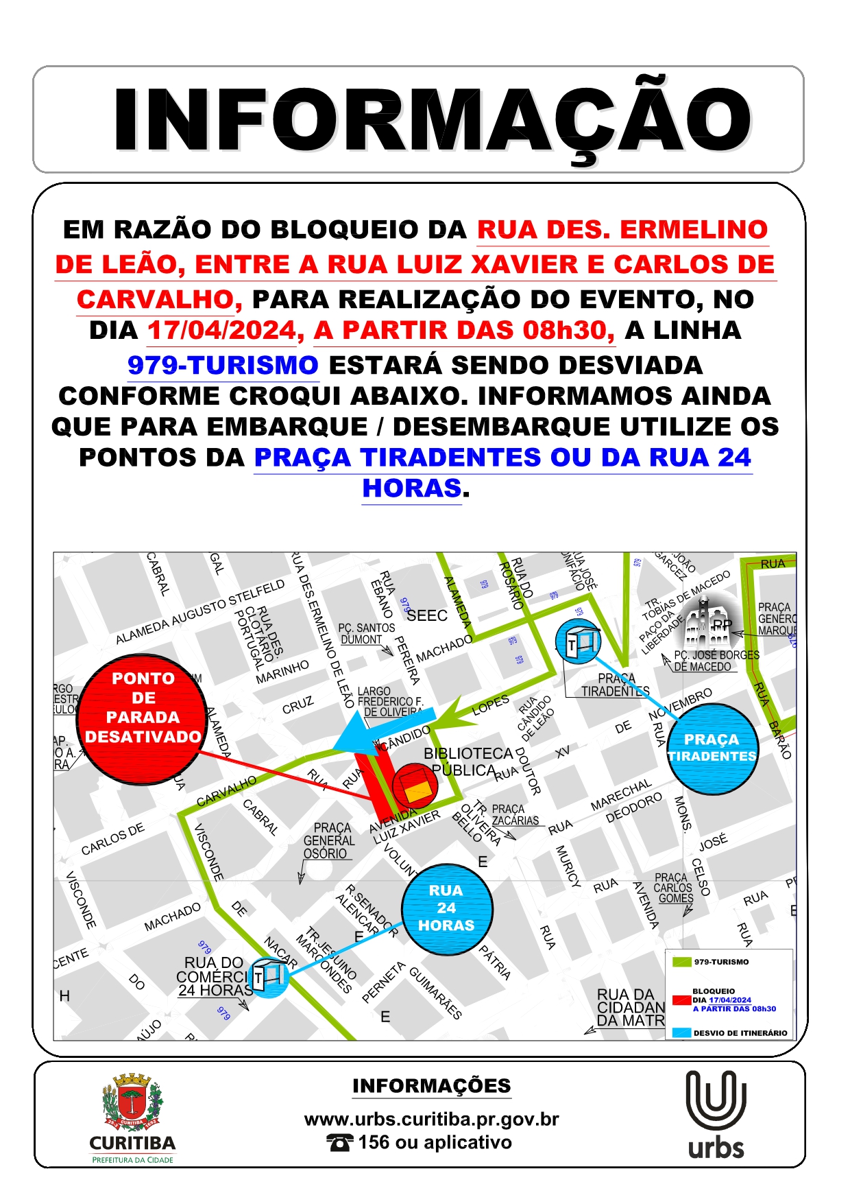 Linha 979 - TURISMO - Desvio de itinerário