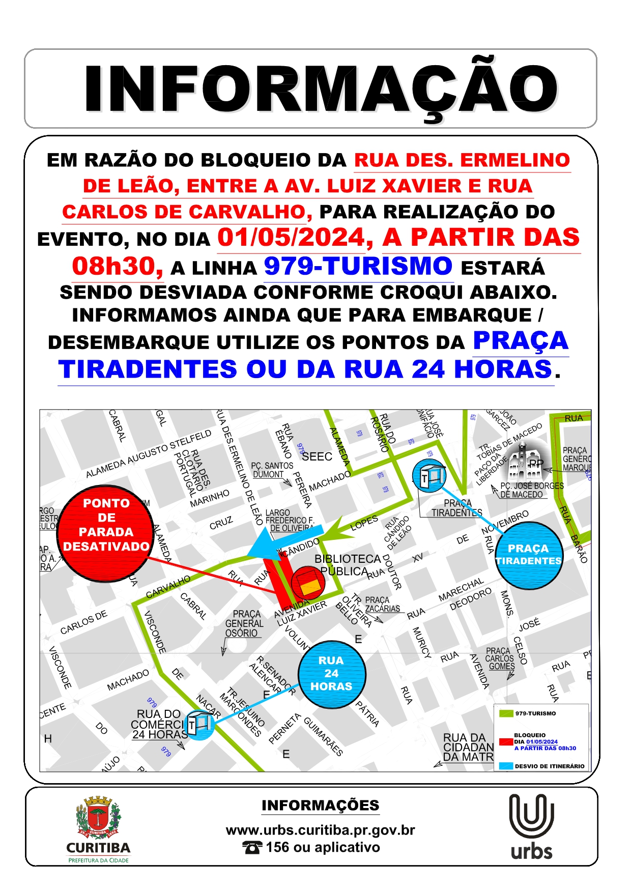 Linha 979 - TURISMO - Desvio de itinerário