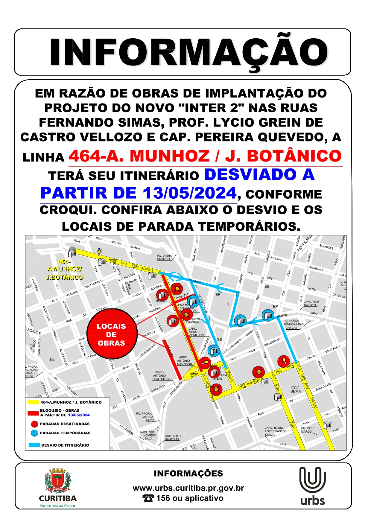 Linha 464 - A. MUNHOZ / J. BOTÂNICO - Desvio de itinerário - 13/05
