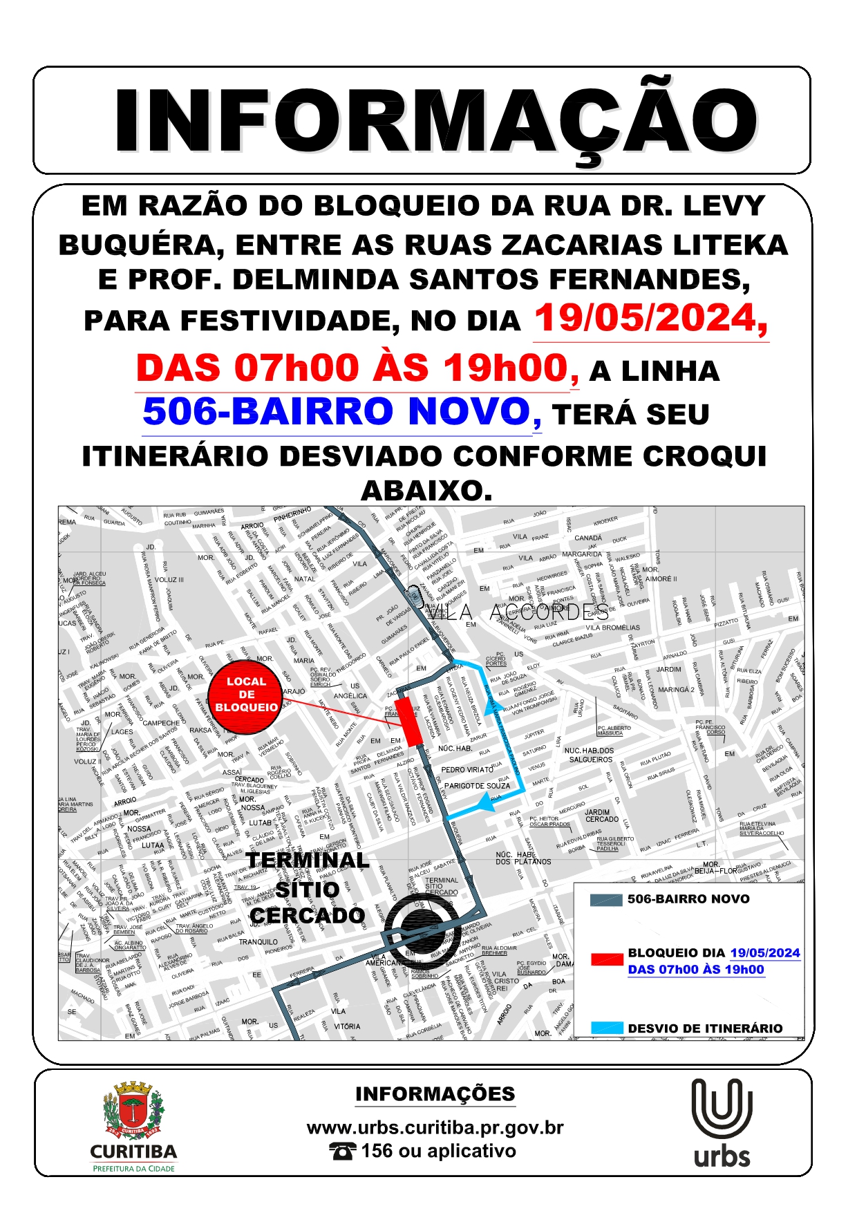 Linha 506 - BAIRRO NOVO - Desvio de itinerário
