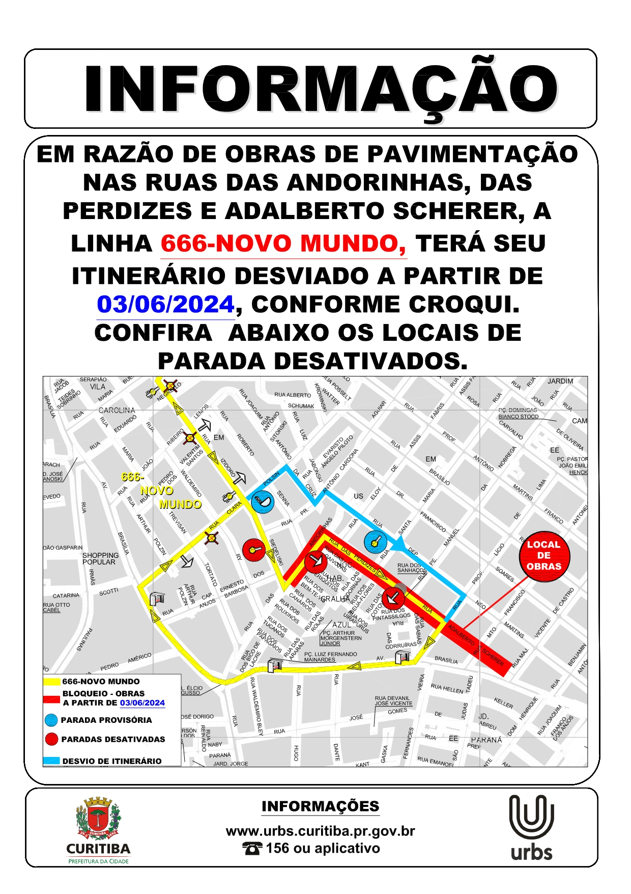 Linha 666 - NOVO MUNDO - Desvio de itinerário