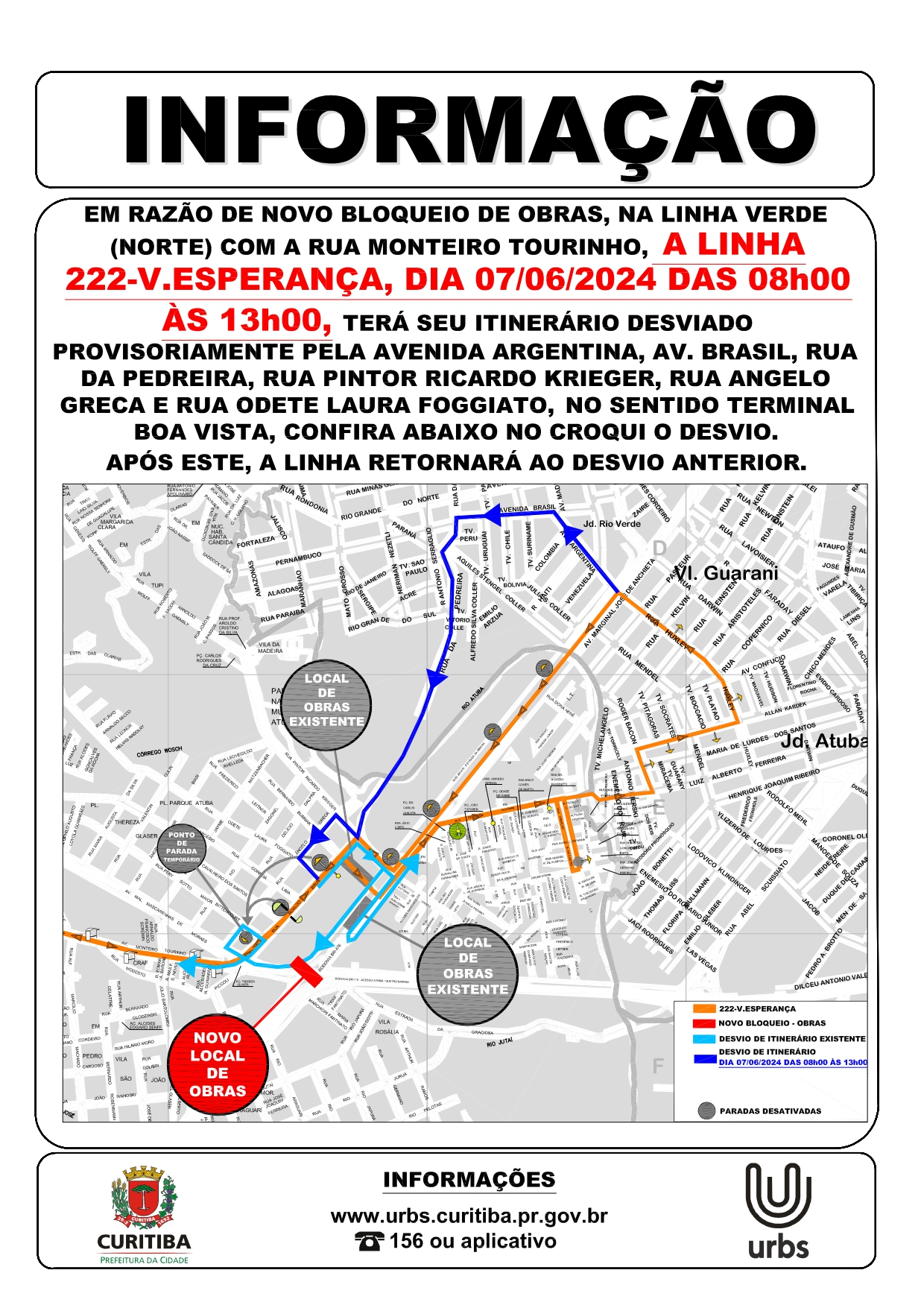 Linha 222 - V. ESPERANÇA - Desvio de itinerário