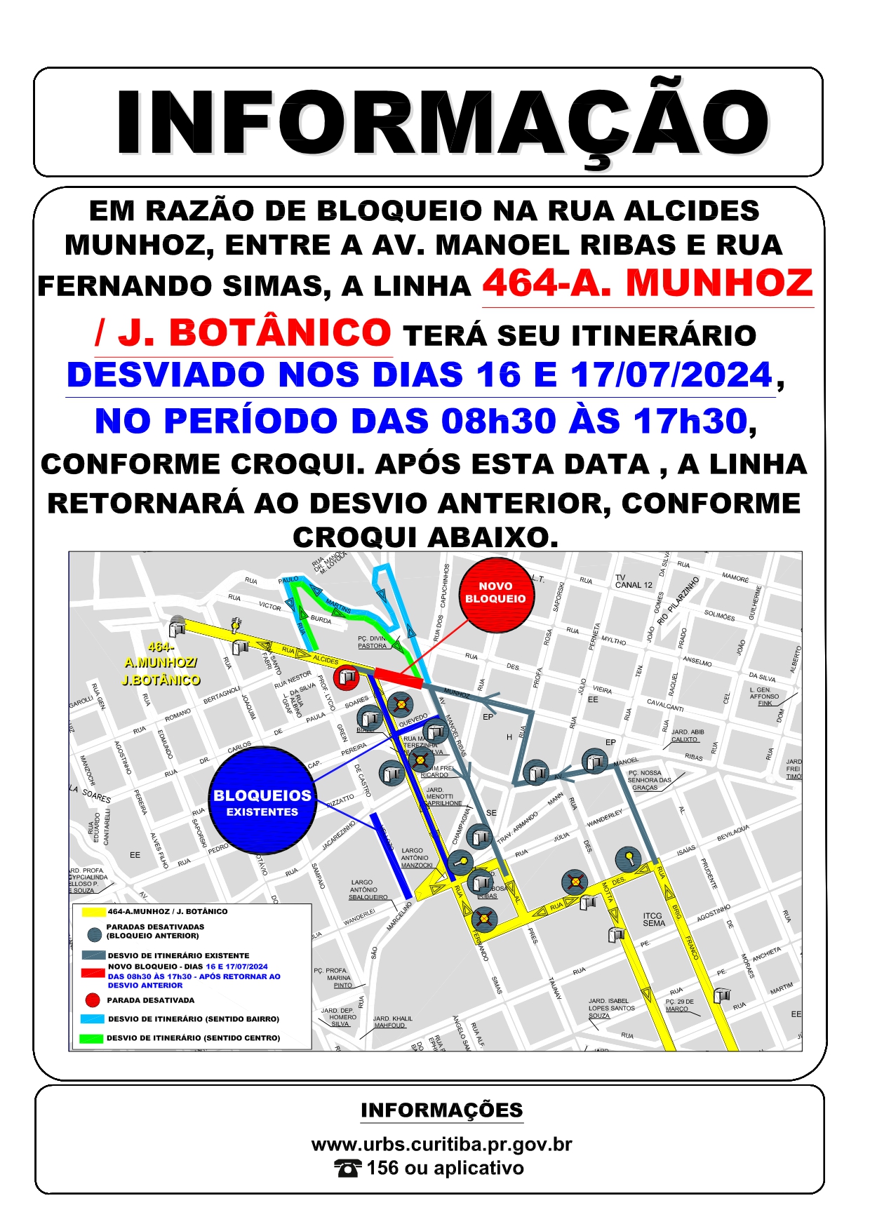 Linha 464 - A. MUNHOZ / J. BOTÂNICO - Desvio de itinerário