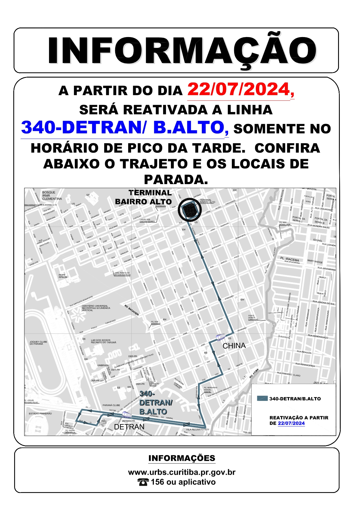 Reativação - Linha 340 - DETRAN/B.ALTO