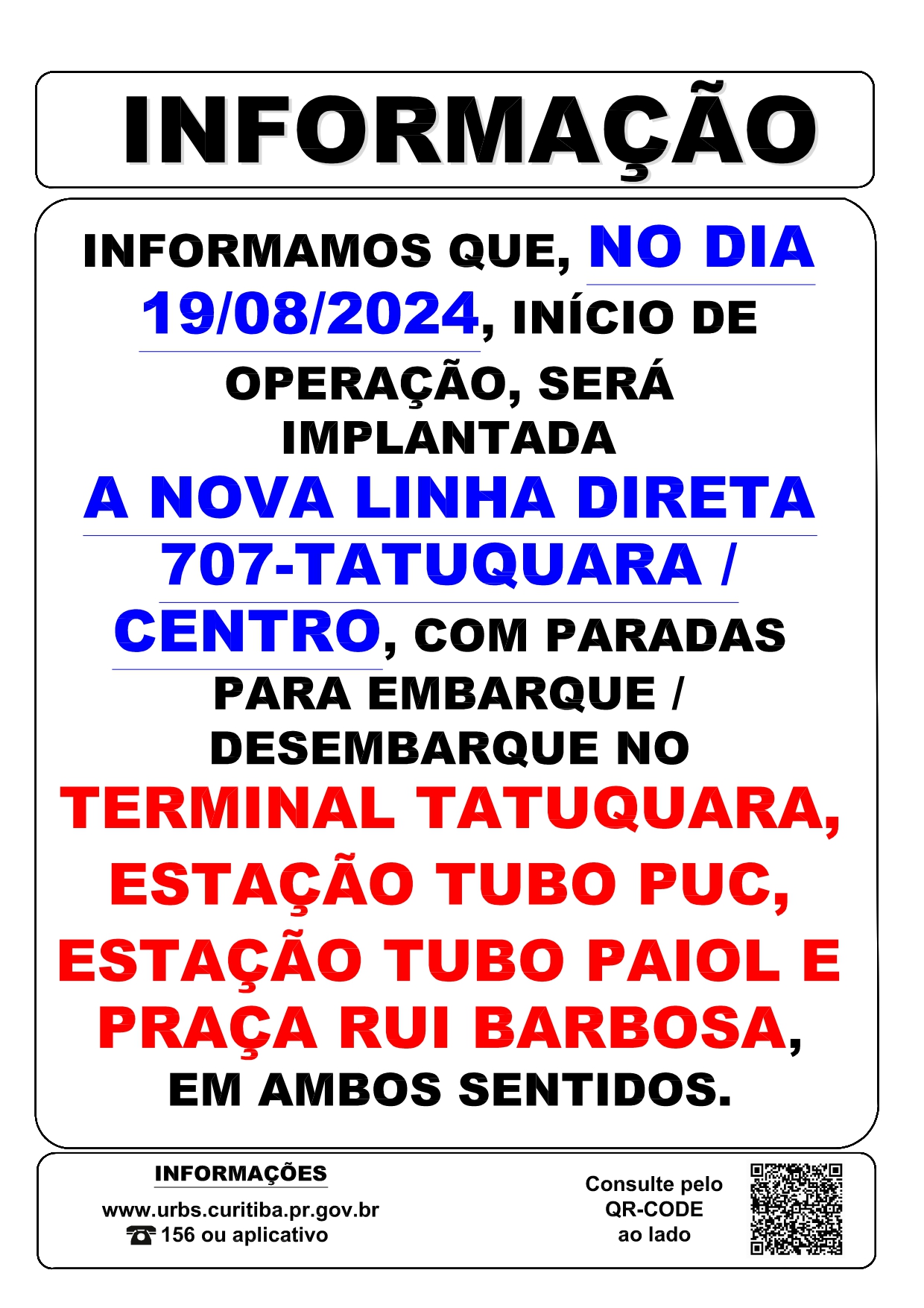 Nova linha 707-TATUQUARA / CENTRO