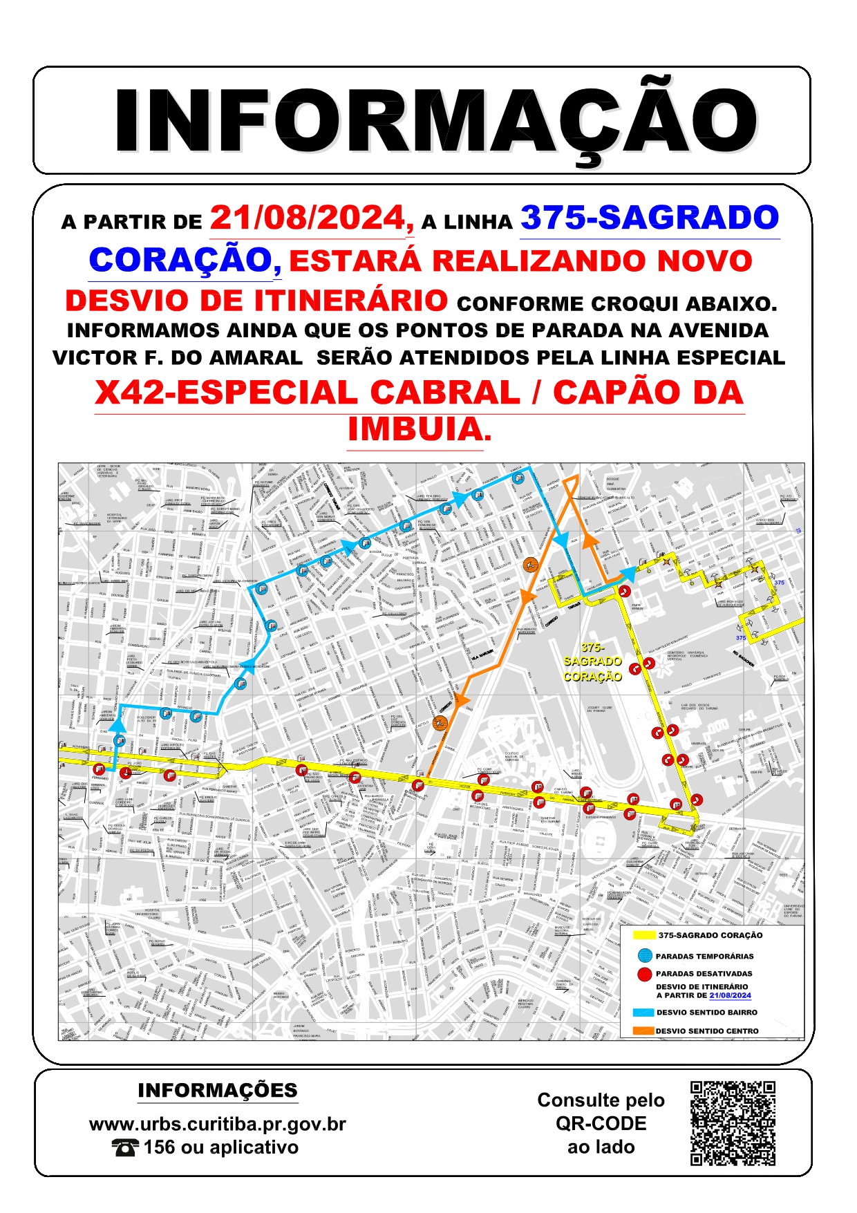 Linha 375 - SAGRADO CORAÇÃO - Desvio de itinerário