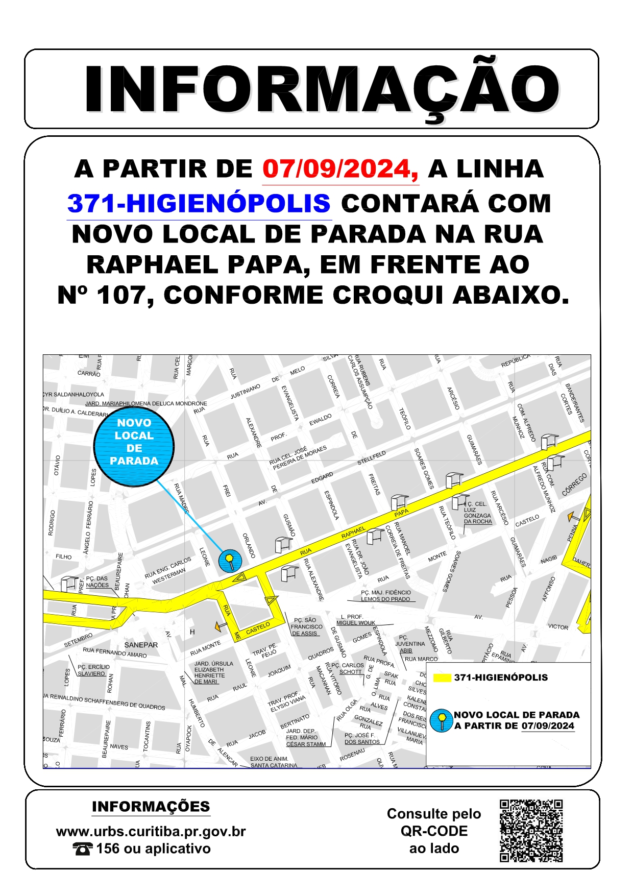 Linha 371 - HIGIENÓPOLIS - Novo local de parada - 07/09
