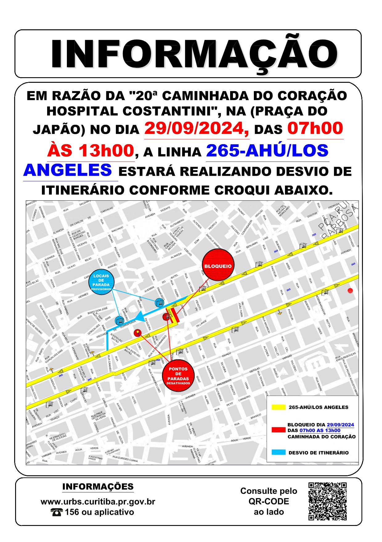 Linha 265 - AHÚ / LOS ANGELES - Desvio de itinerário - Caminhada Hospital Costantini - 29/09