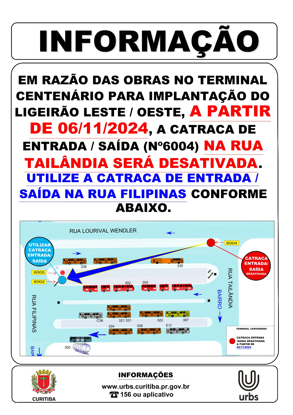 Catraca Desativada - Terminal Centenário - a partir de 06/11