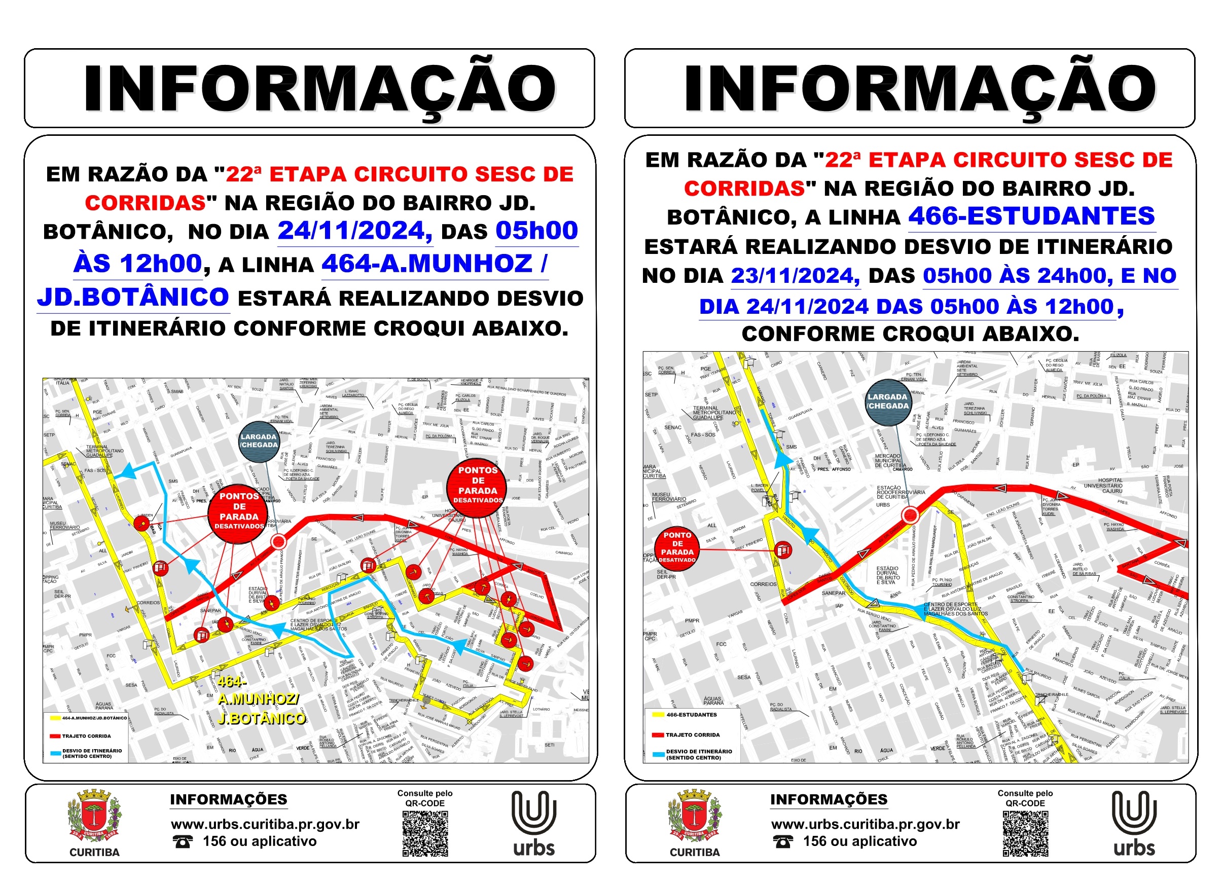 Desvio de itinerário - 22ª Etapa Circuito SESC de Corridas - 23/11