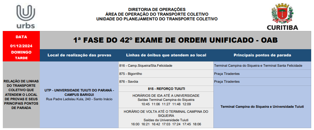 1ª Fase do 42º Exame da Ordem Unificado - OAB - 01/12