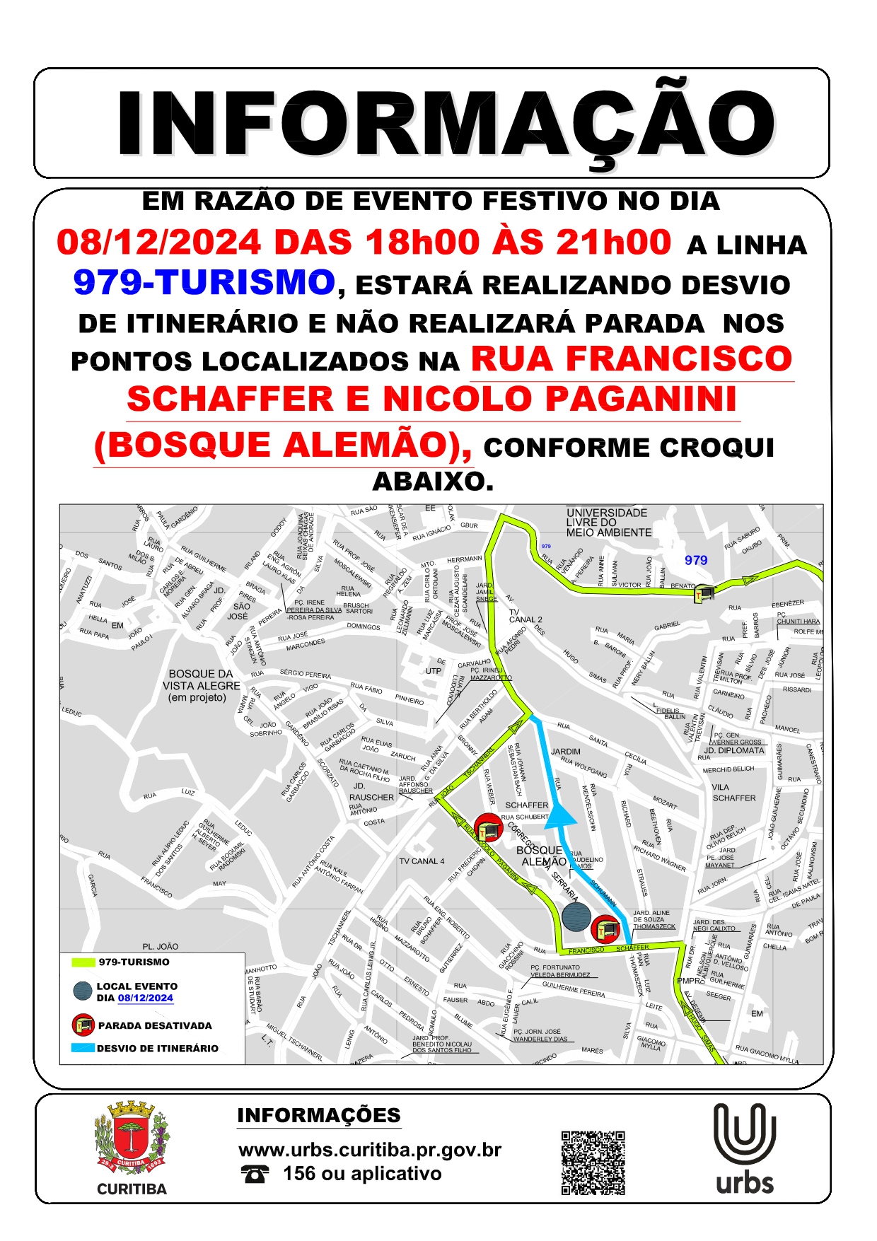 Linha 979 - TURISMO - Desvio de itinerário - Festa das Lanternas - 08/12/2024