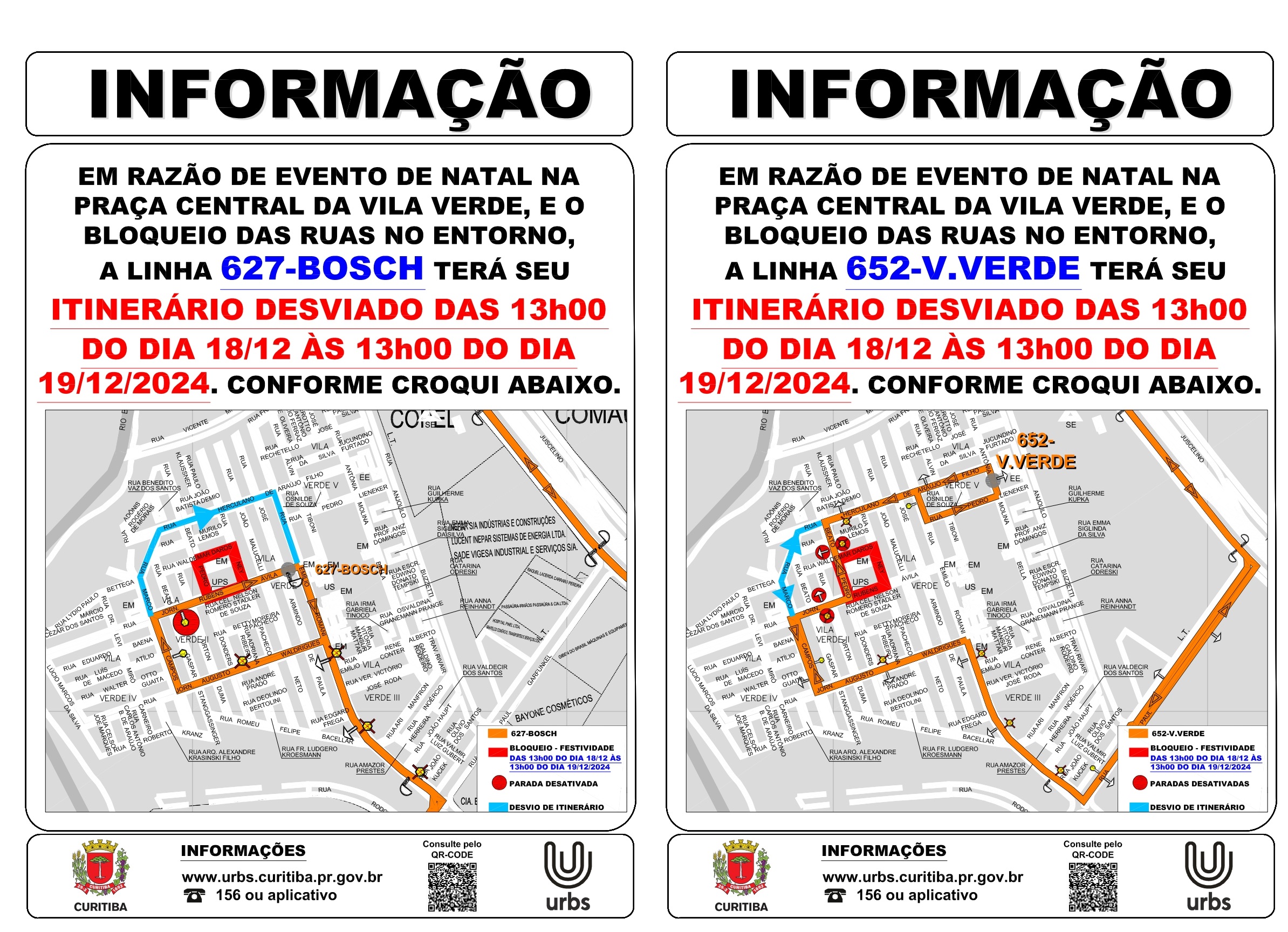 Linhas Diversas - Desvio de Itinerário - Evento Praça Central da Vila Verde