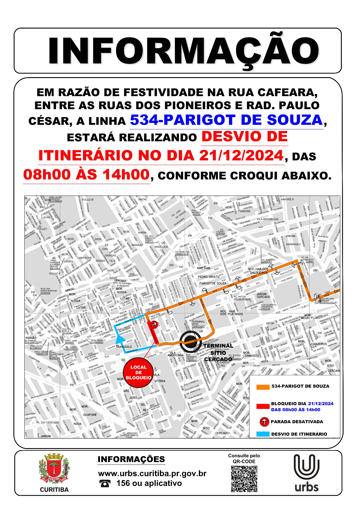 Linha 534 - PARIGOT DE SOUZA - Desvio de Itinerário - Evento Natalino 