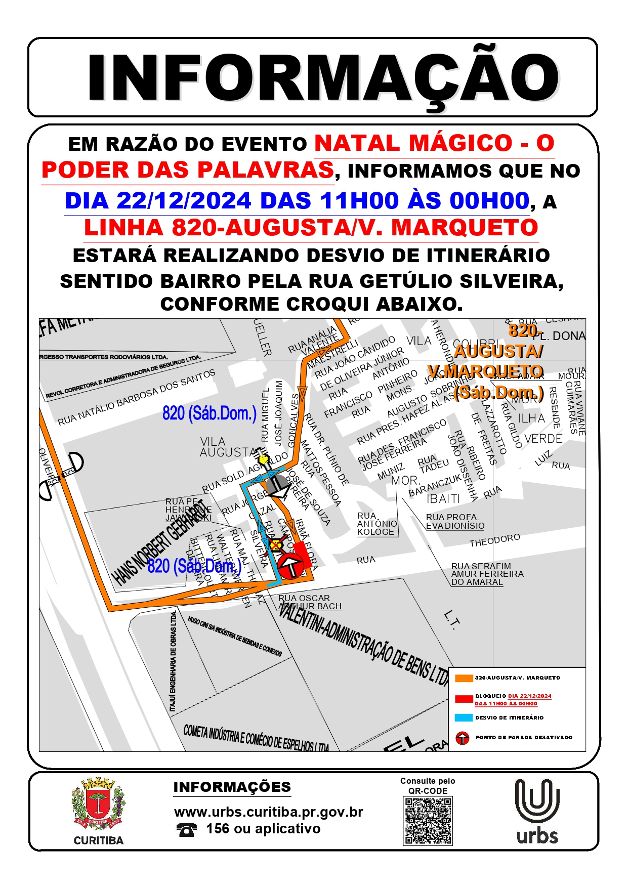 Linha 820 - AUGUSTA / V. MARQUETO - Desvio de Itinerário - Natal Mágico O Poder das Palavras