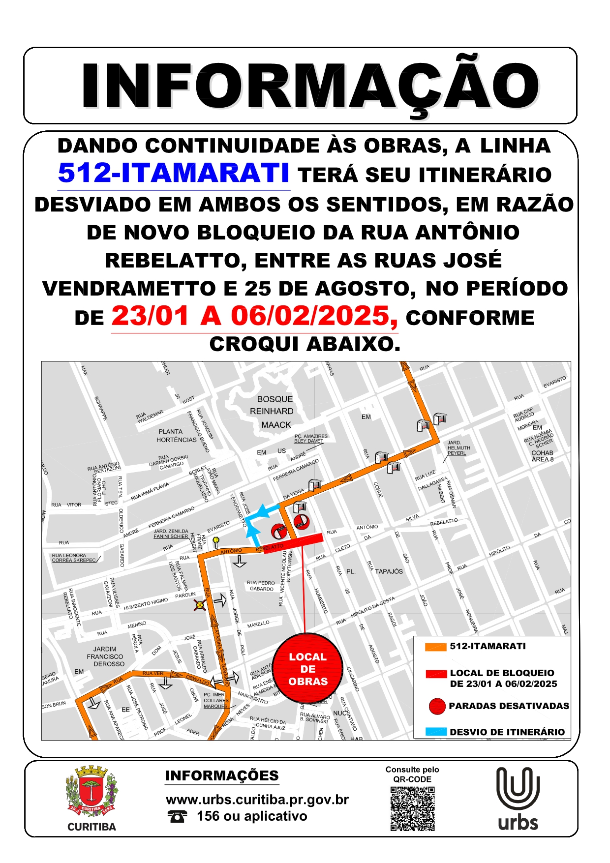 Linha 512 - ITAMARATI - Desvio de Itinerário - 23/01 a 06/02