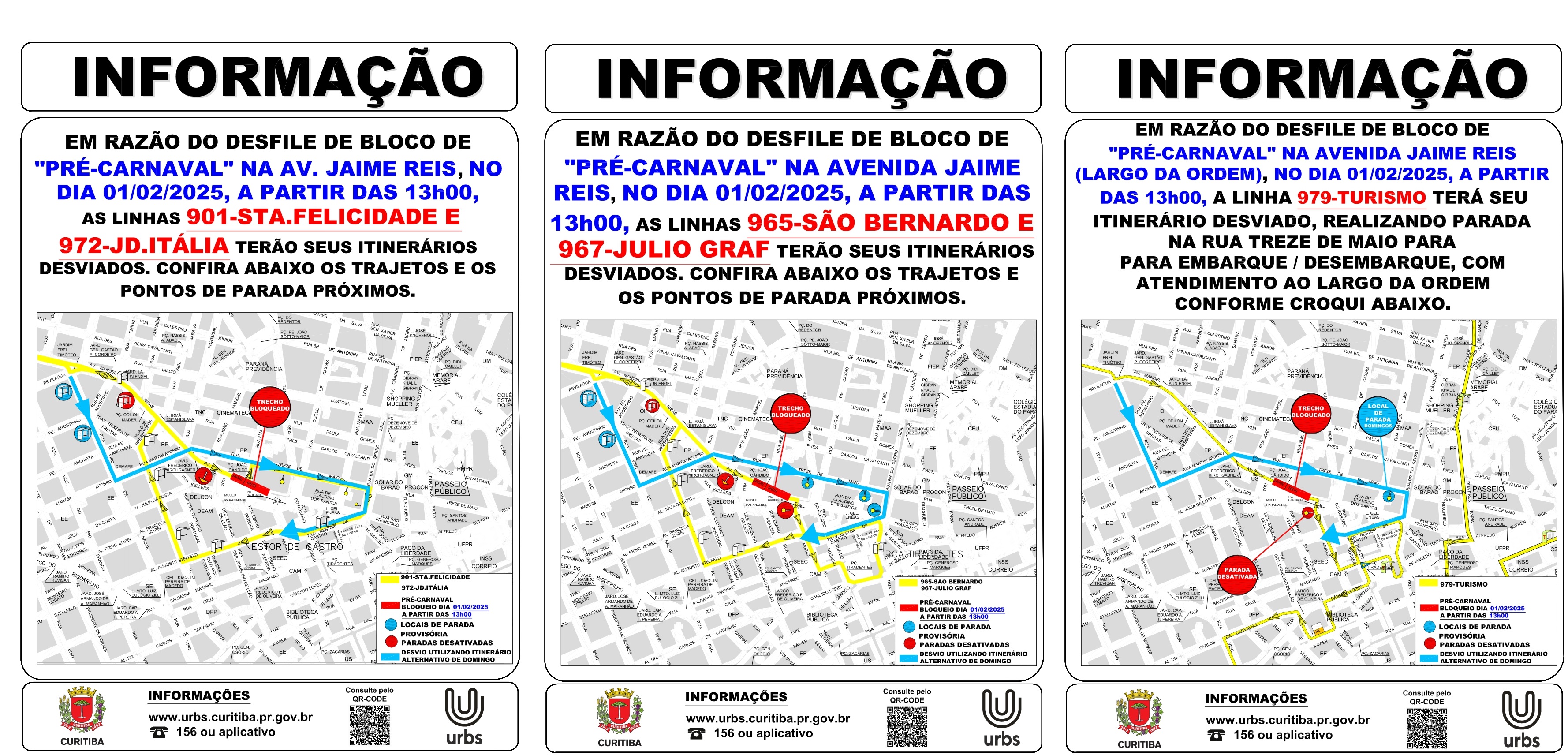 Linhas Diversas - Desvio de Itinerário - Bloco Pré - Carnavalesco - 01/02